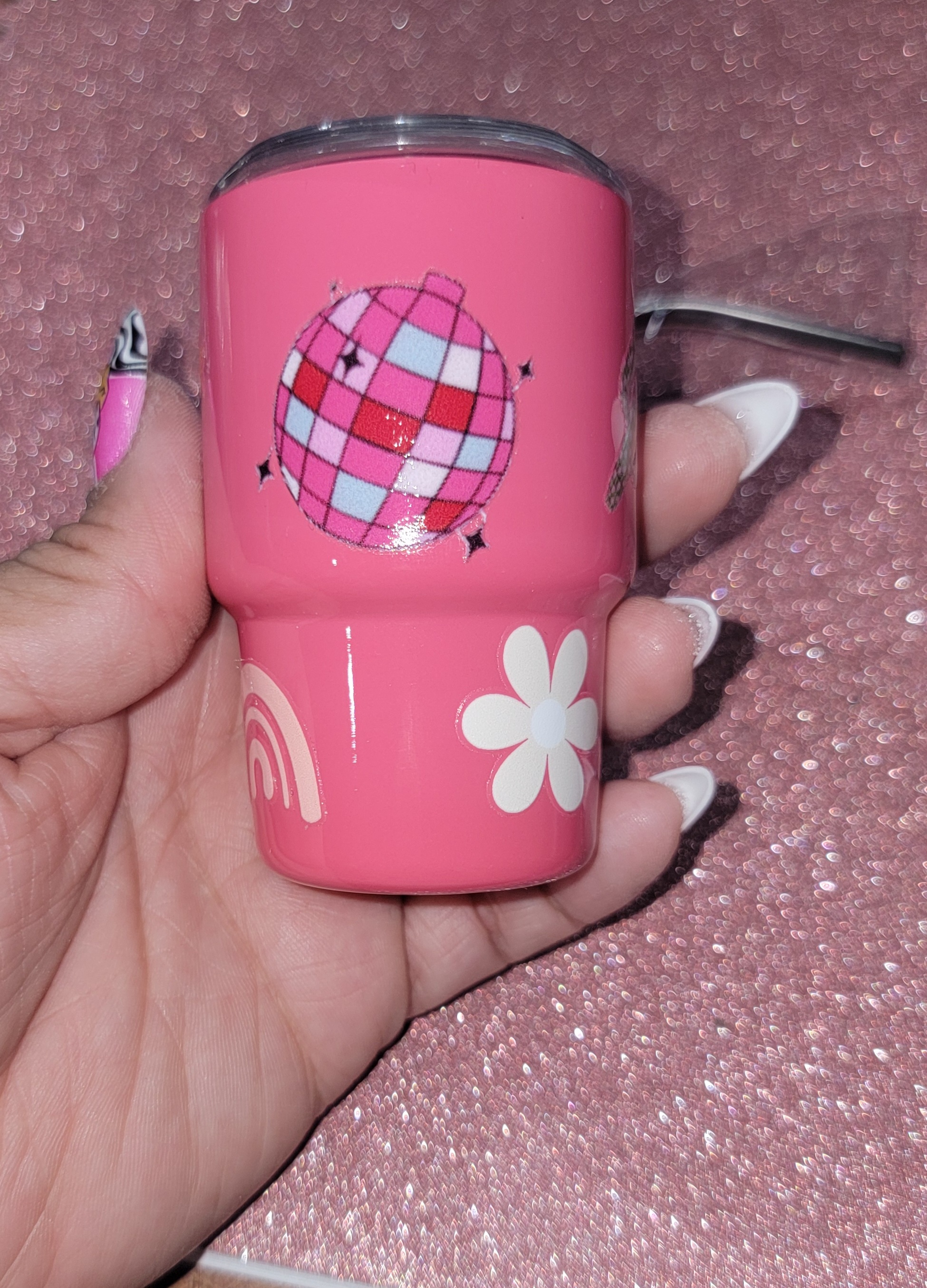 Pink Disco Ball Tumbler shot Cup