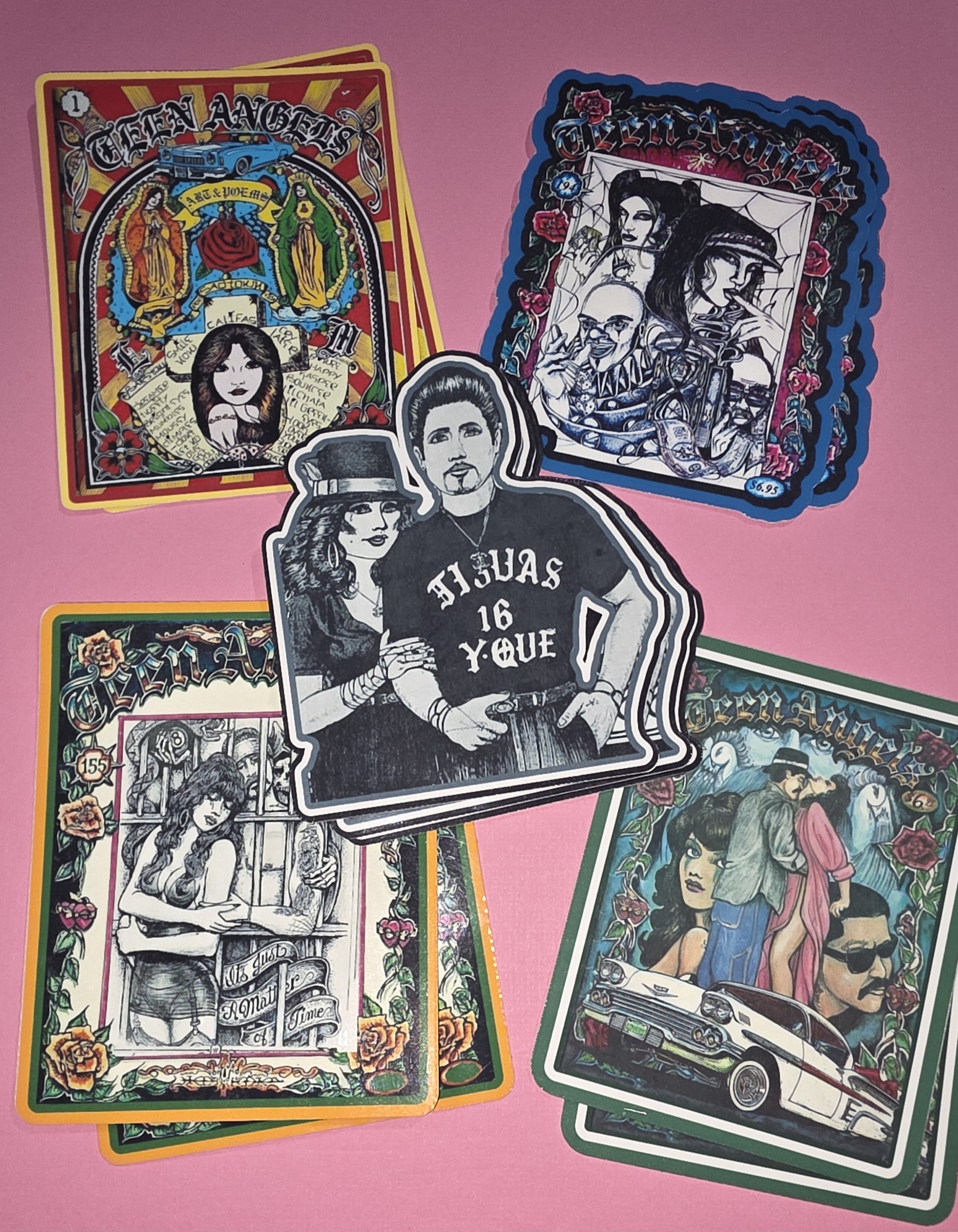 Set of Chicano Art teen angel mag sticker covers