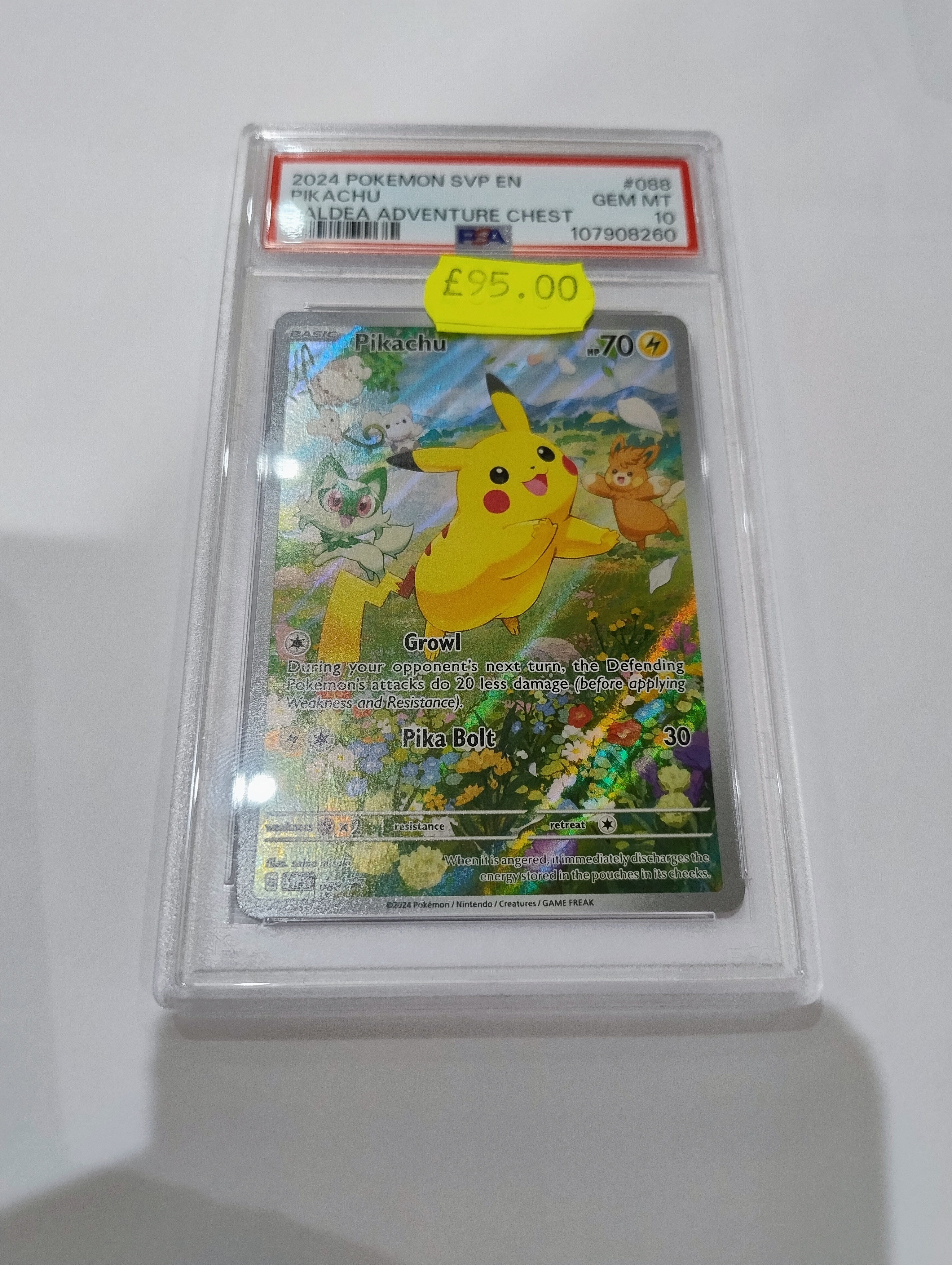 Graded 10 Pokémon Card Pikachu Paladea Adventure Chest