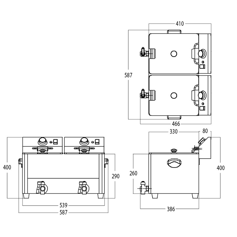 FREIDORA PROFESIONAL DE SOBREMESA TF-82-D E