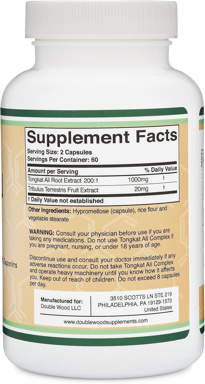 Tongkat Ali Complex 510mg per capsule 120 capsules Double Wood Supplements