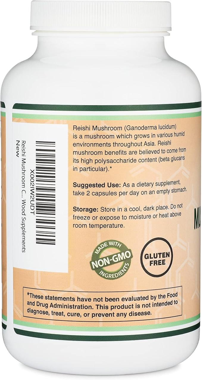 Reishi Mushroom Extract per serving 1000mg 300 capsules Double Wood Supplements 