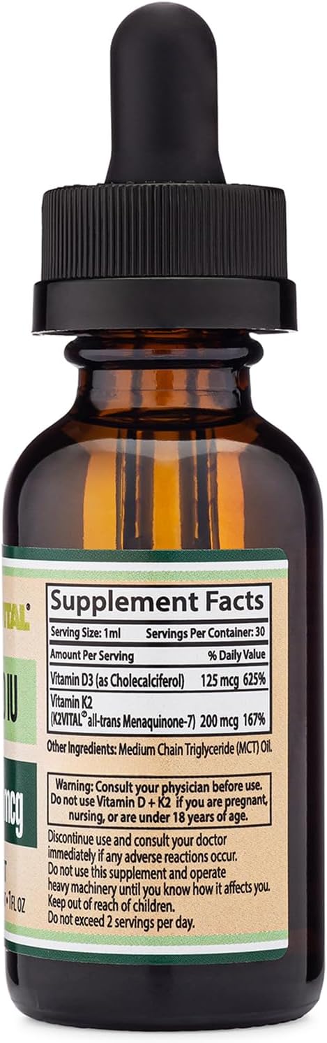 Vitamin D3 5000 IU + K2-MK7 200mcg Liquid Drops 30 servings (30ml)