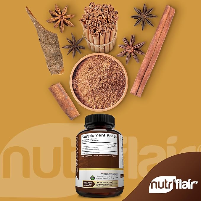 Ceylon Cinnamon 120 x 600mg Capsules Nutriflair 