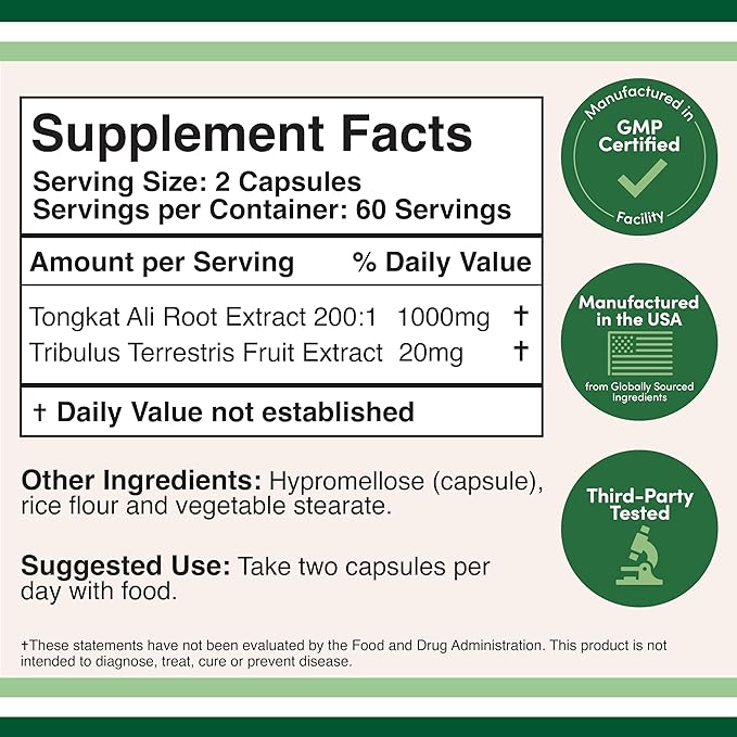 Tongkat Ali Complex 510mg per capsule 120 capsules Double Wood Supplements