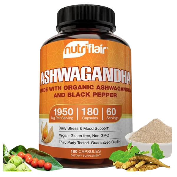 Ashwagandha 180 x 650mg Capsules Nutriflair 