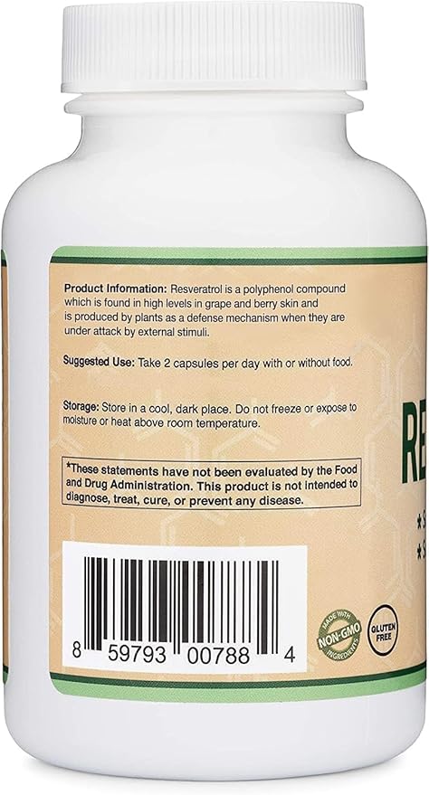 Resveratrol 1000mg per serving 120 capsules Double Wood Supplements