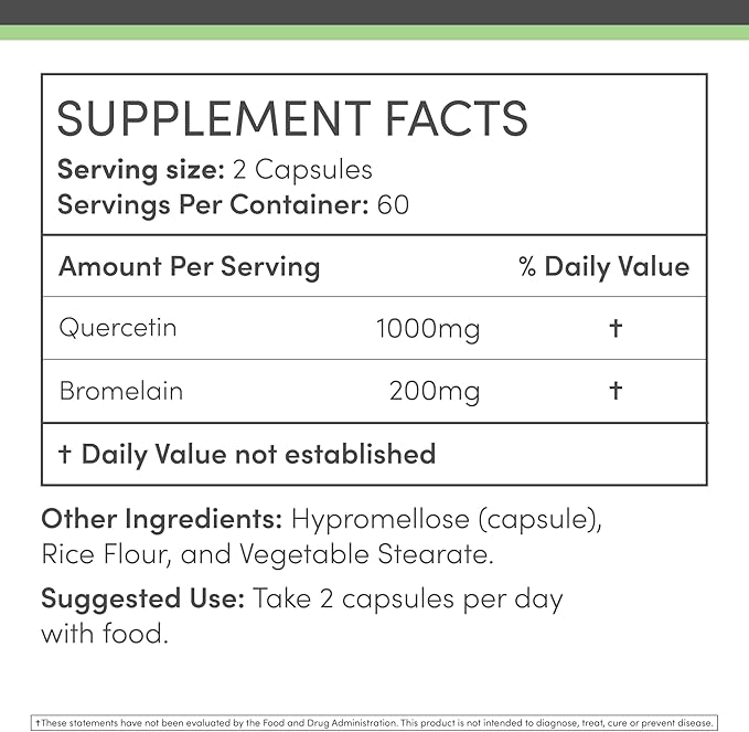 Quercetin with Bromelain 1200 per serving 120 capsules Double Wood Supplements 
