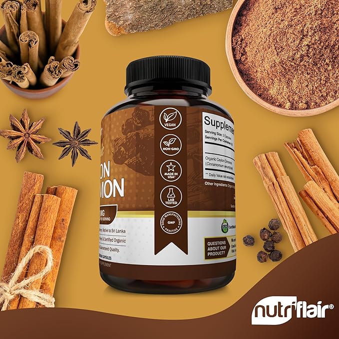 Ceylon Cinnamon 120 x 600mg Capsules Nutriflair 
