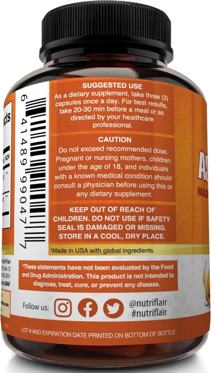 Ashwagandha 180 x 650mg Capsules Nutriflair 