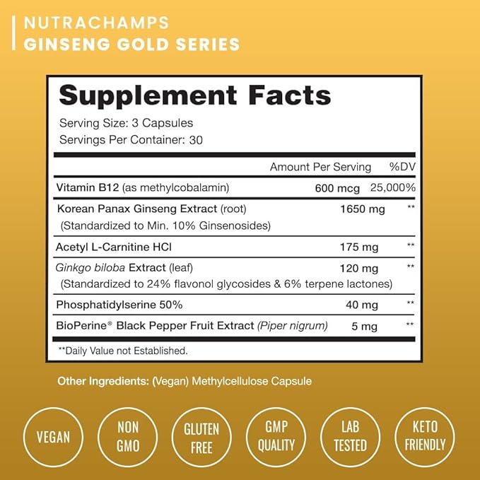 Korean Red Panax Ginseng + Ginkgo (Gold Series) 