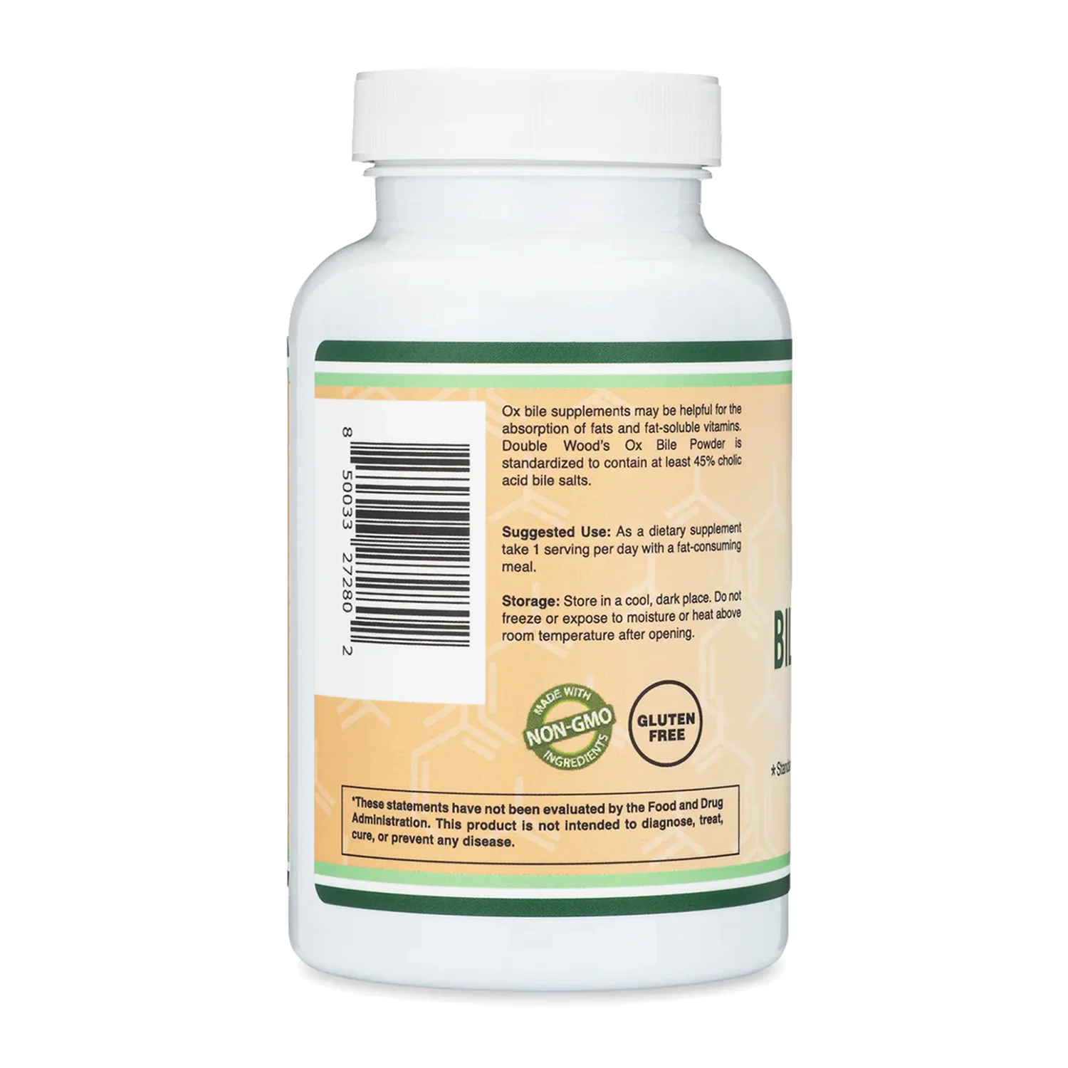 Ox Bile Bile Acid salts 1000mg per serving 120 capsules Double wood supplements 
