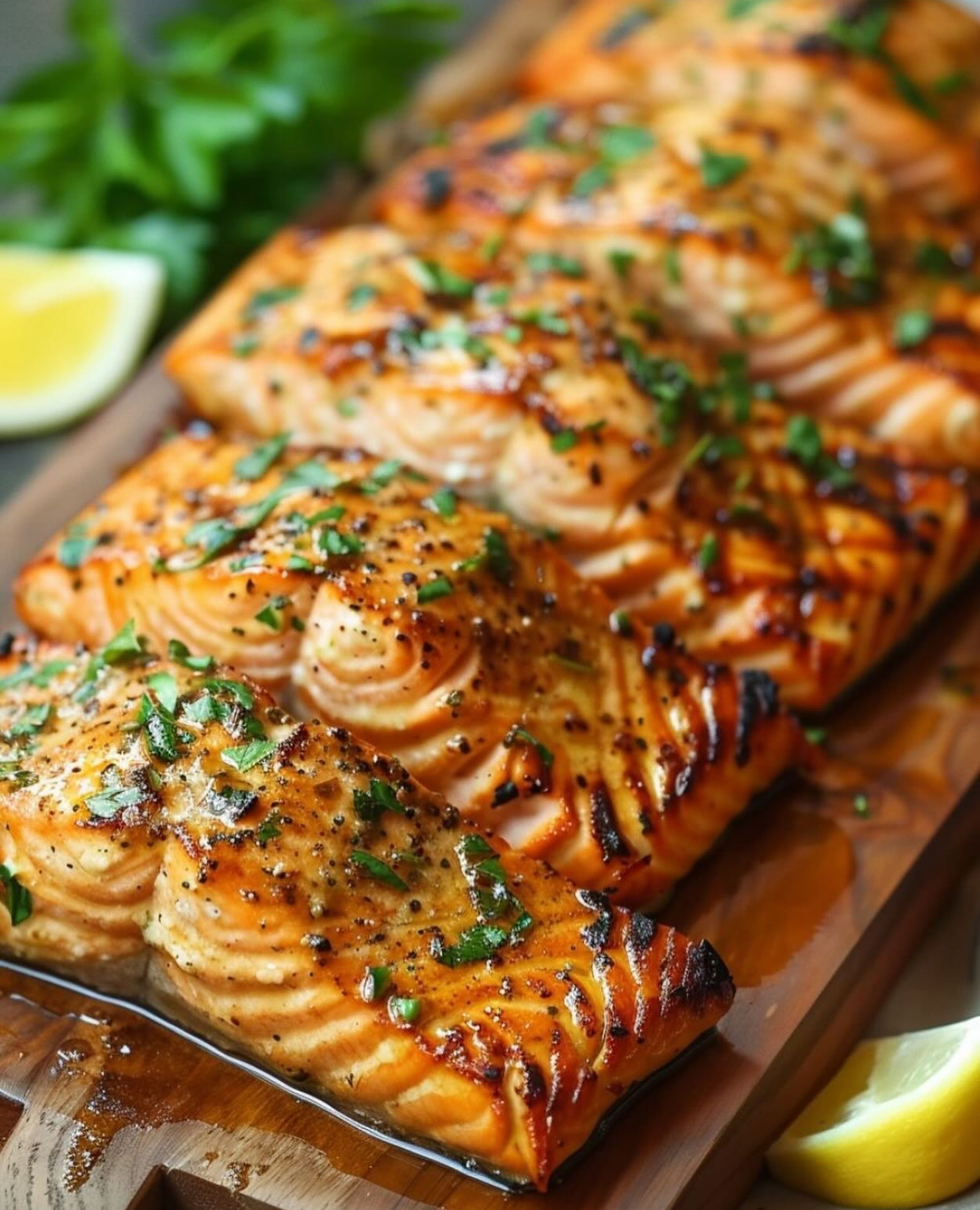  Grilled salmon with salad