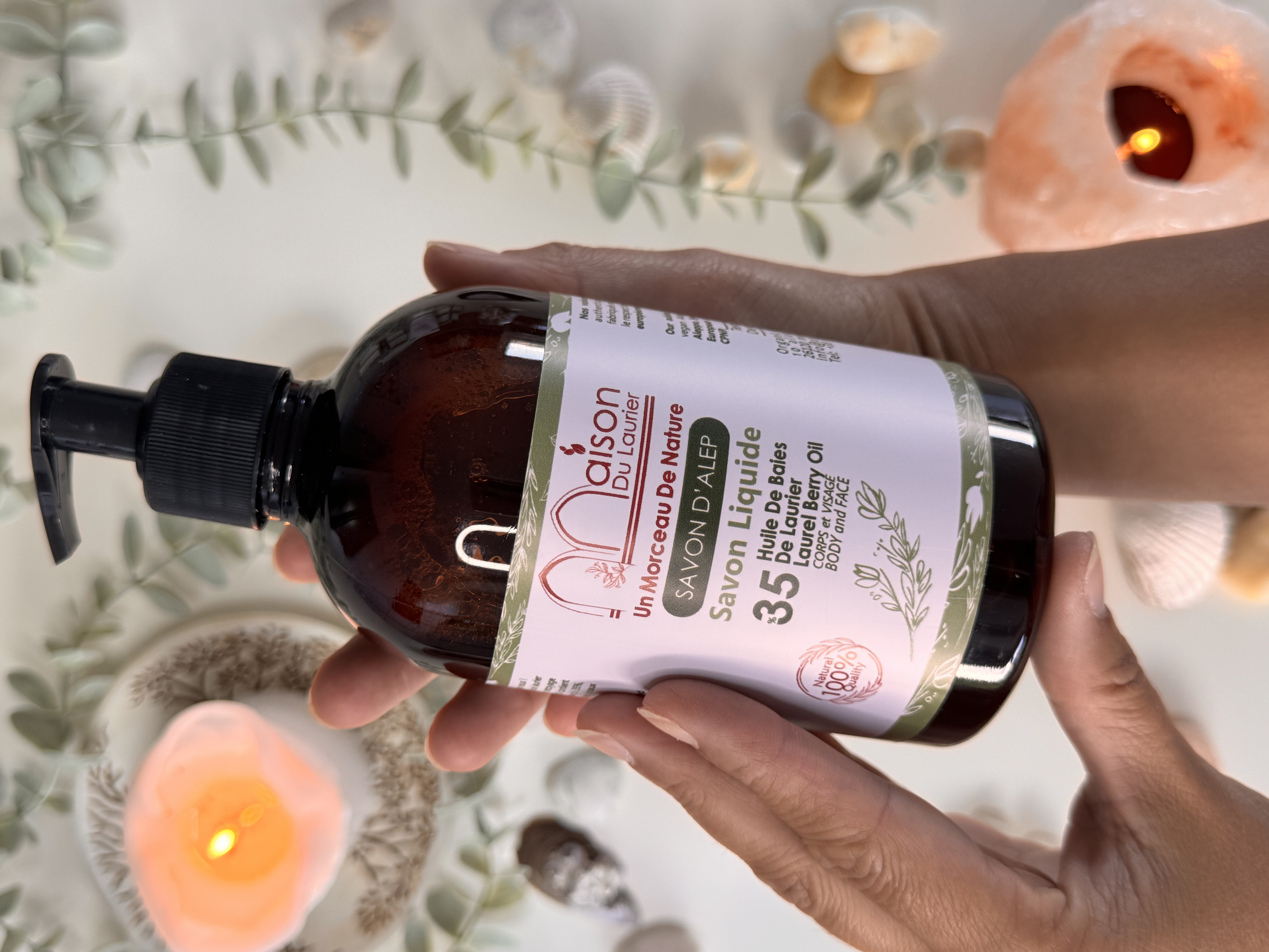 🧼 Jabón de Alepo Líquido 35% Laurel con difusor