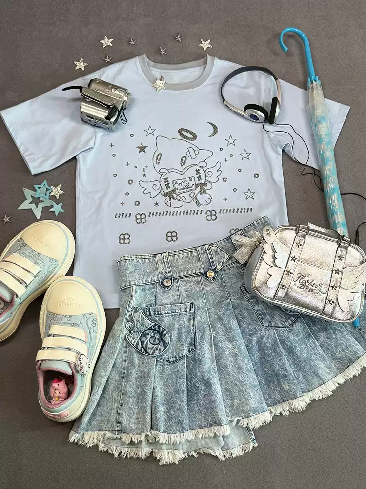 GLITTER ANGEL LIGHT BLUE TOP