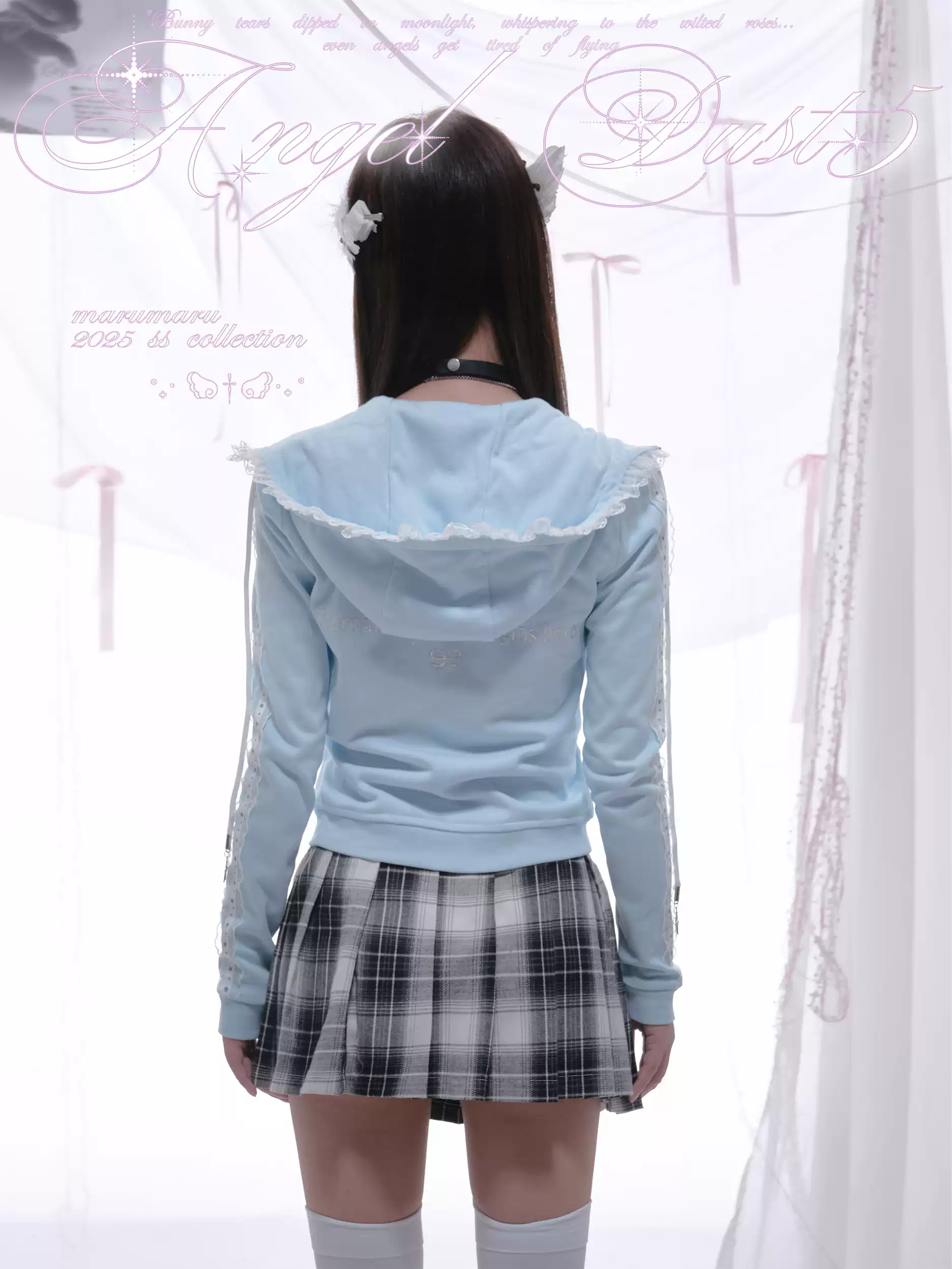 BLUE ANGEL DUST CROPPED HOODIE