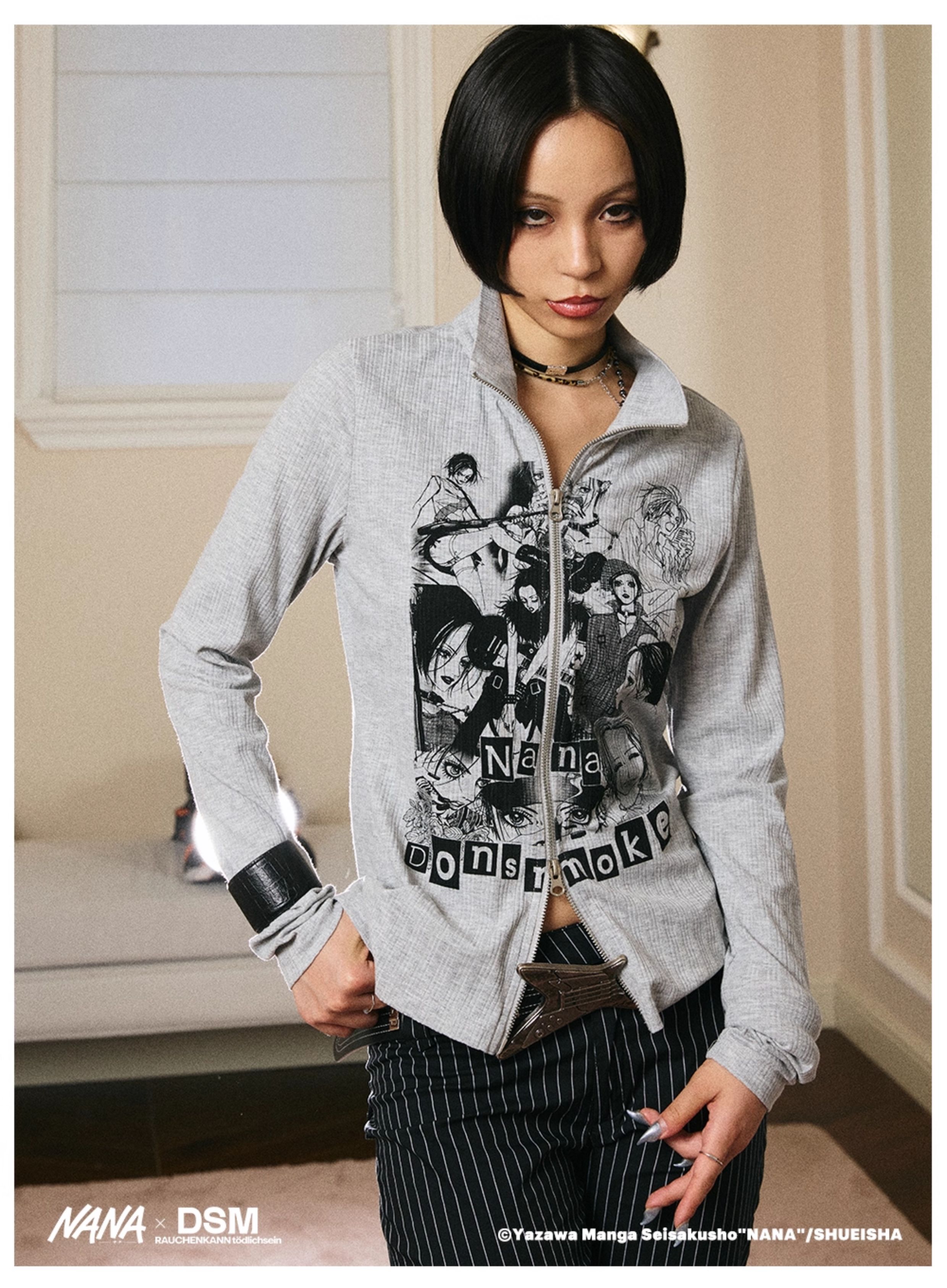DONSMOKE genuine license NANA image puzzle print cardigan jacket DSM punk design character top