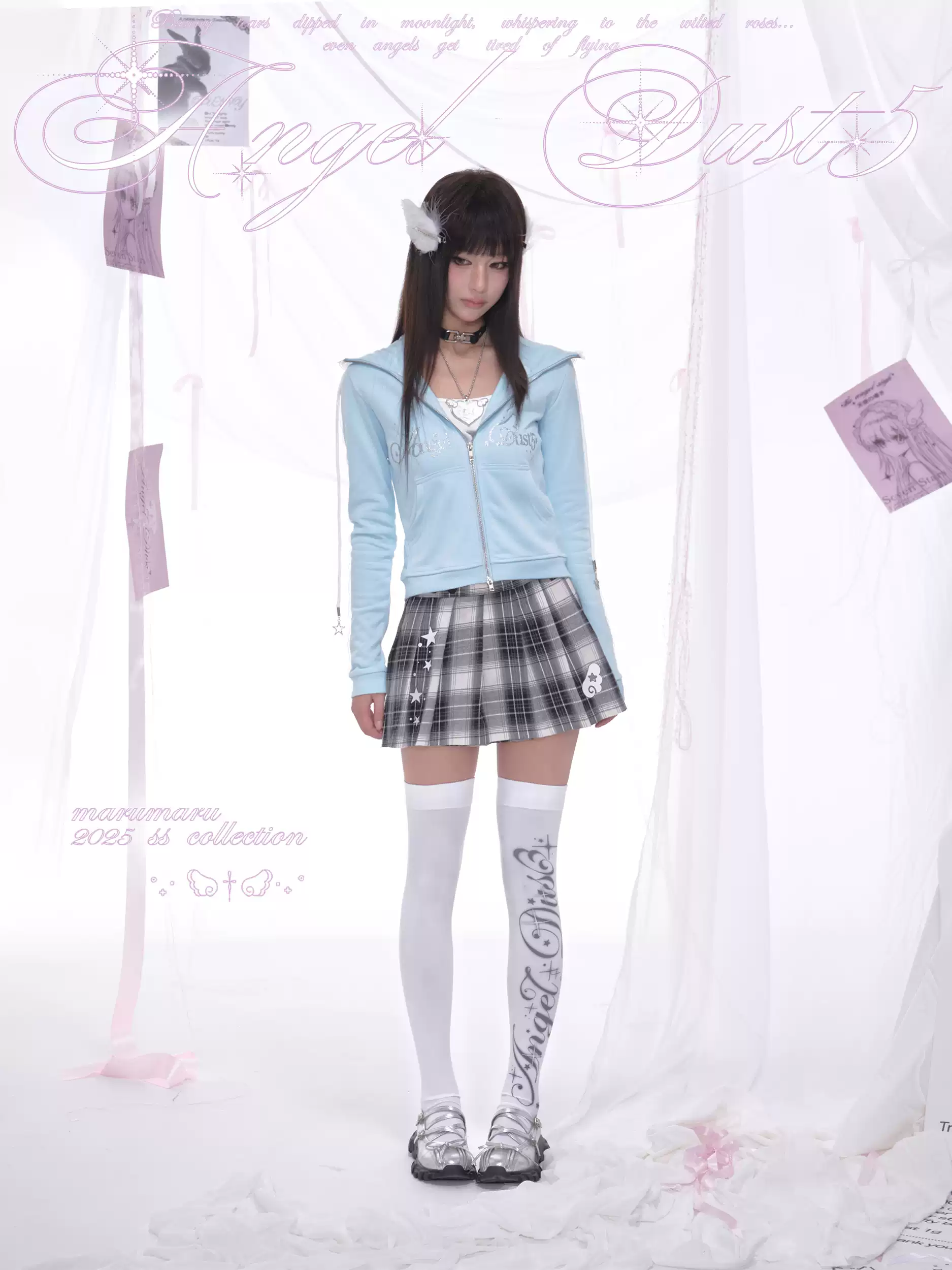 BLUE ANGEL DUST CROPPED HOODIE