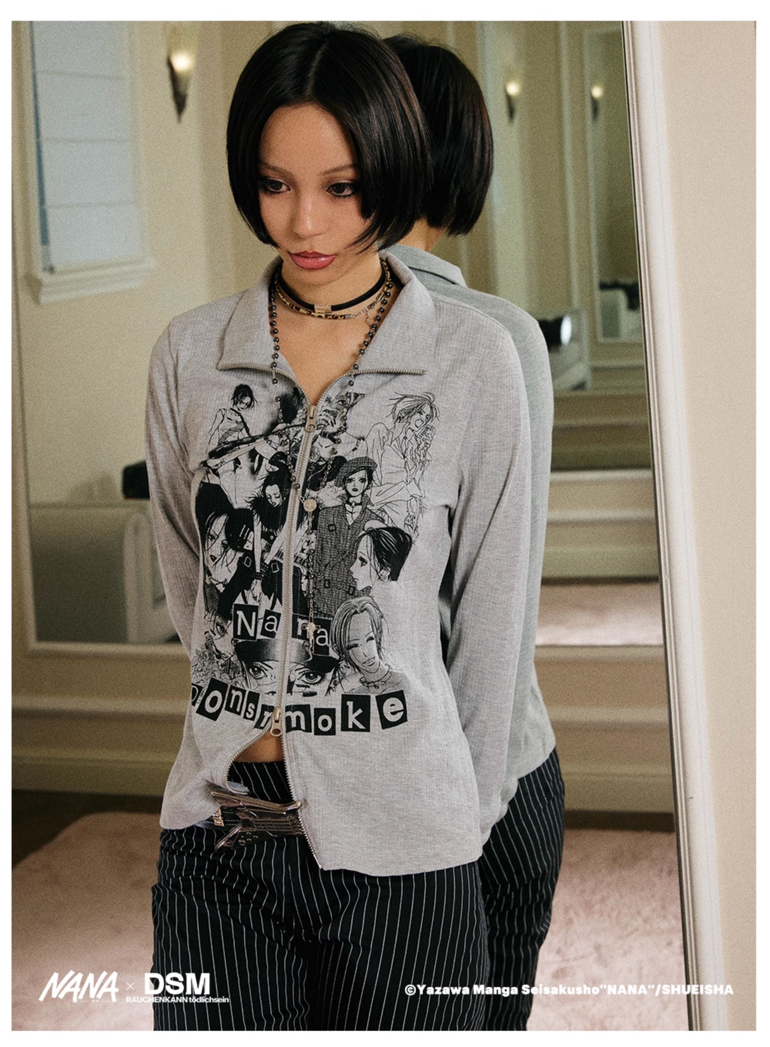 DONSMOKE genuine license NANA image puzzle print cardigan jacket DSM punk design character top