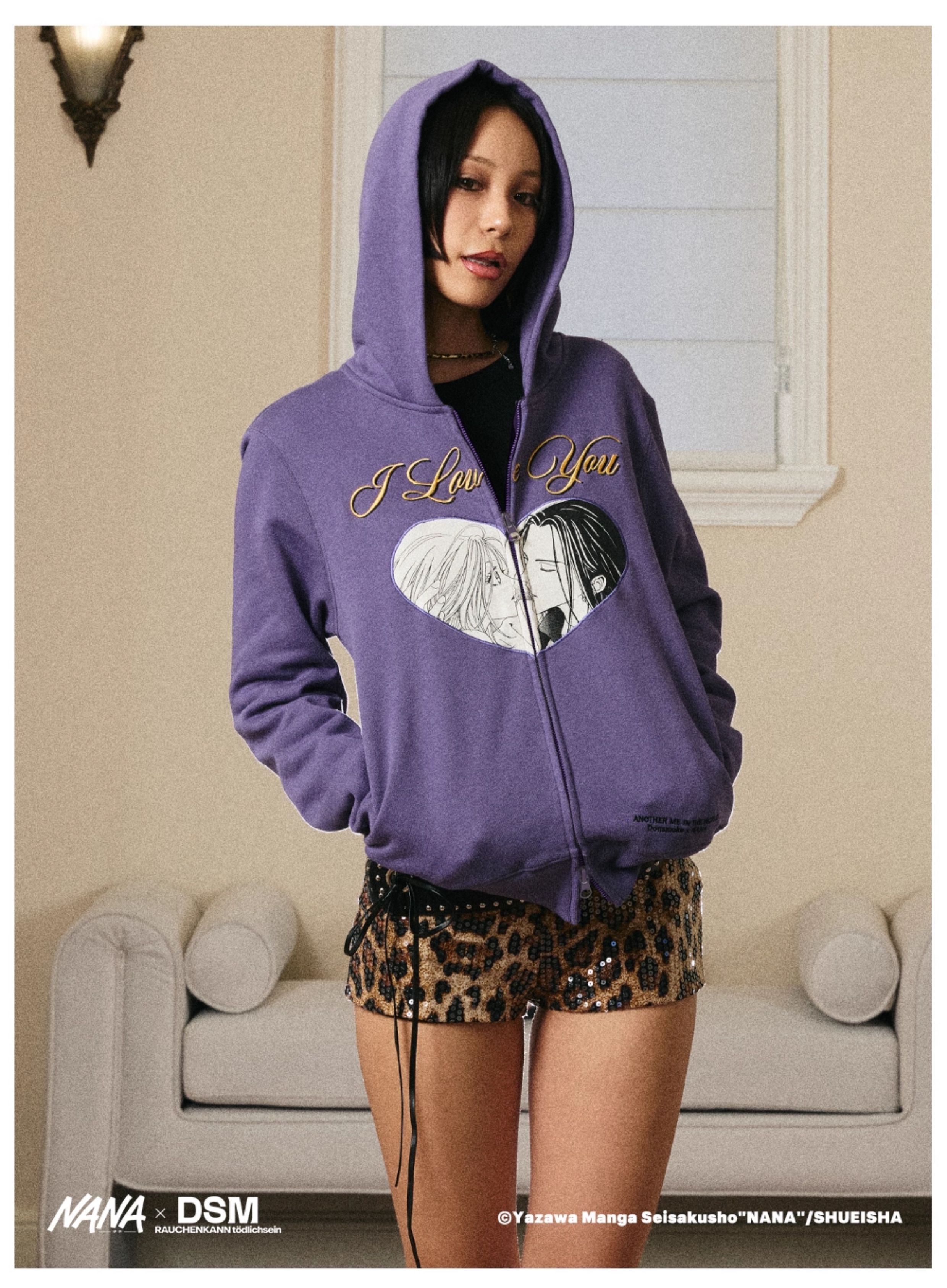 DONSMOKE genuine authorized NANA Qiao Love Embroidered Shoulder Hooded Cardigan DSM rich fit top