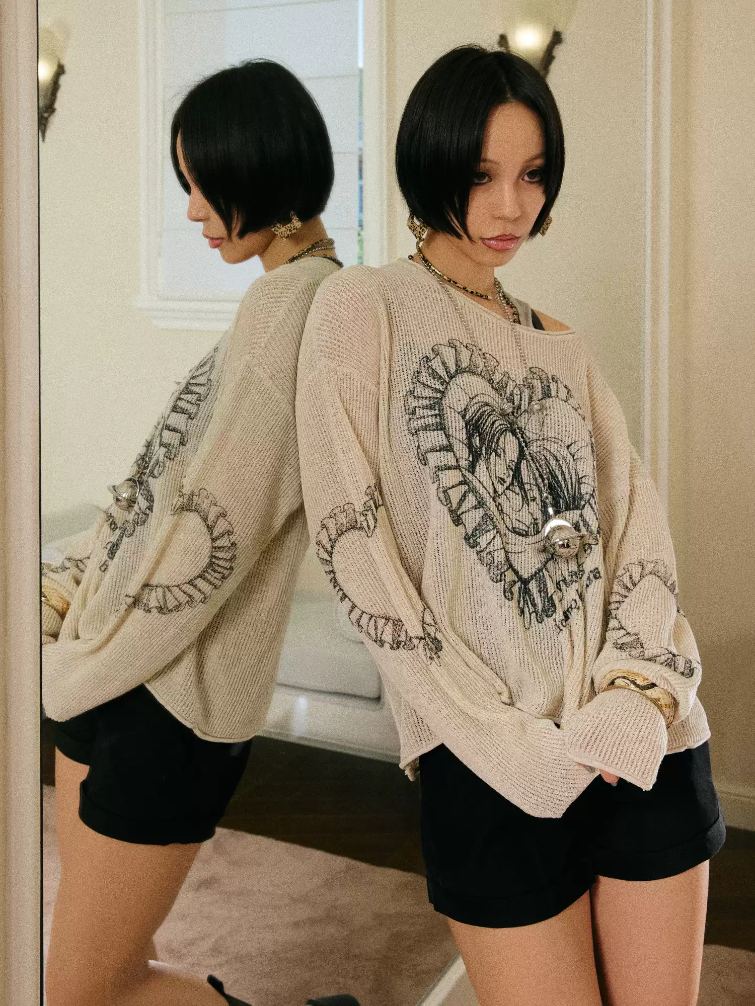NANA LOVE PRINT SWEATER CARDIGAN