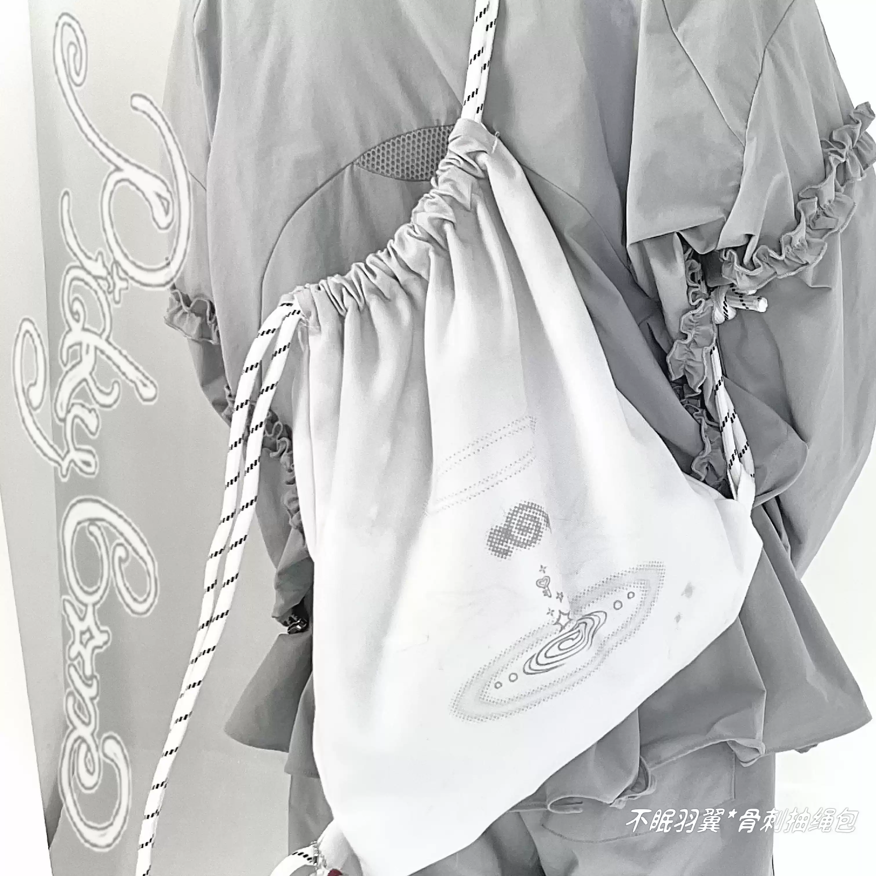 LACE ANGELS CANVAS DRAWSTRING BAG