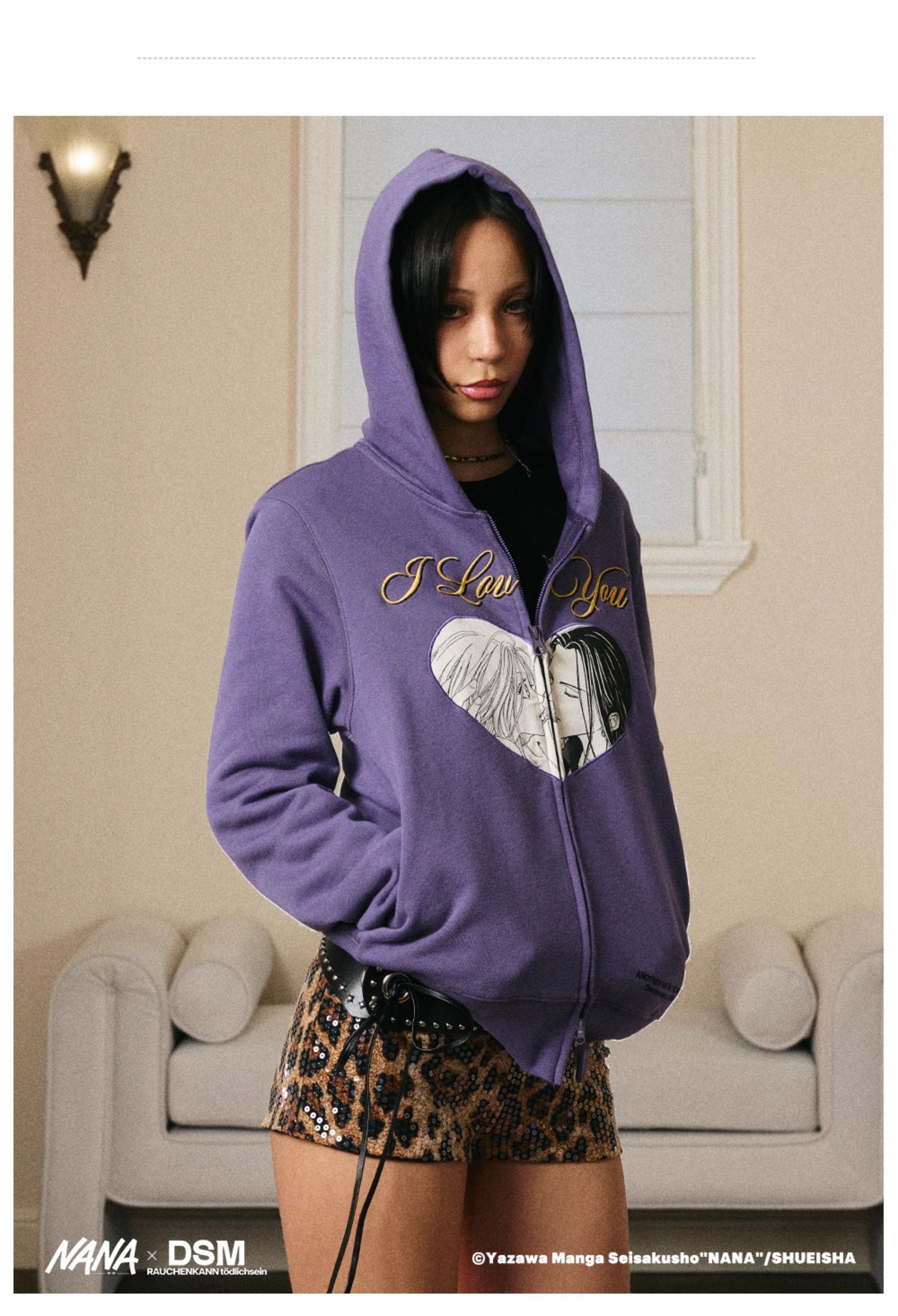 DONSMOKE genuine authorized NANA Qiao Love Embroidered Shoulder Hooded Cardigan DSM rich fit top