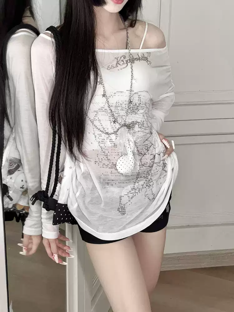 DIGITAL LIFE SHEER SHOULDER TOP