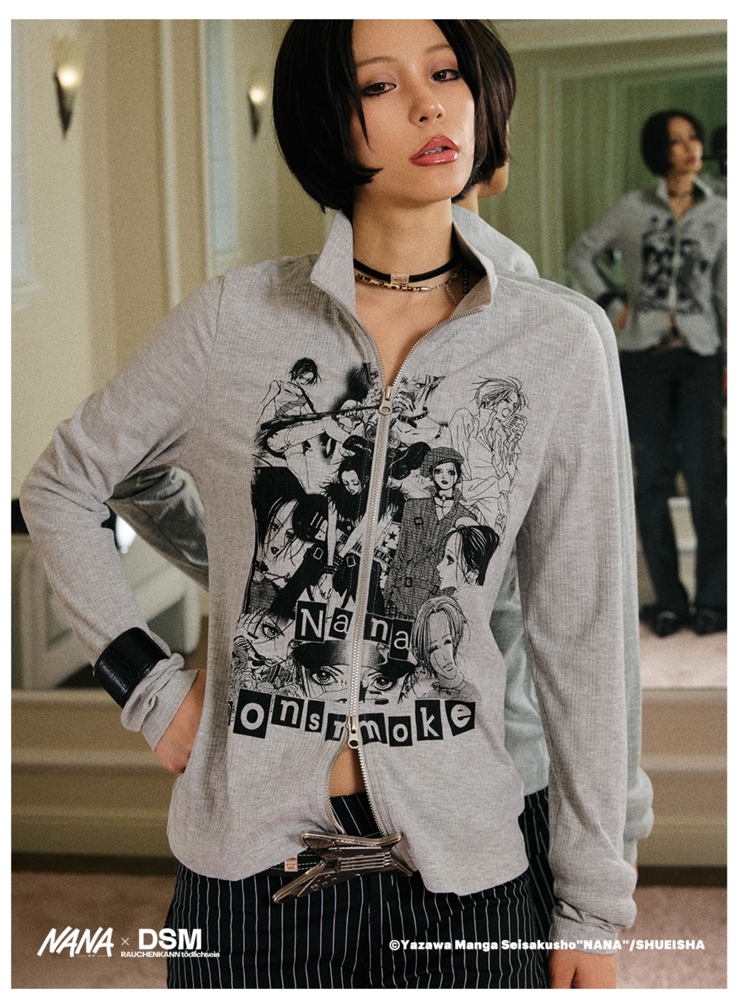 DONSMOKE genuine license NANA image puzzle print cardigan jacket DSM punk design character top