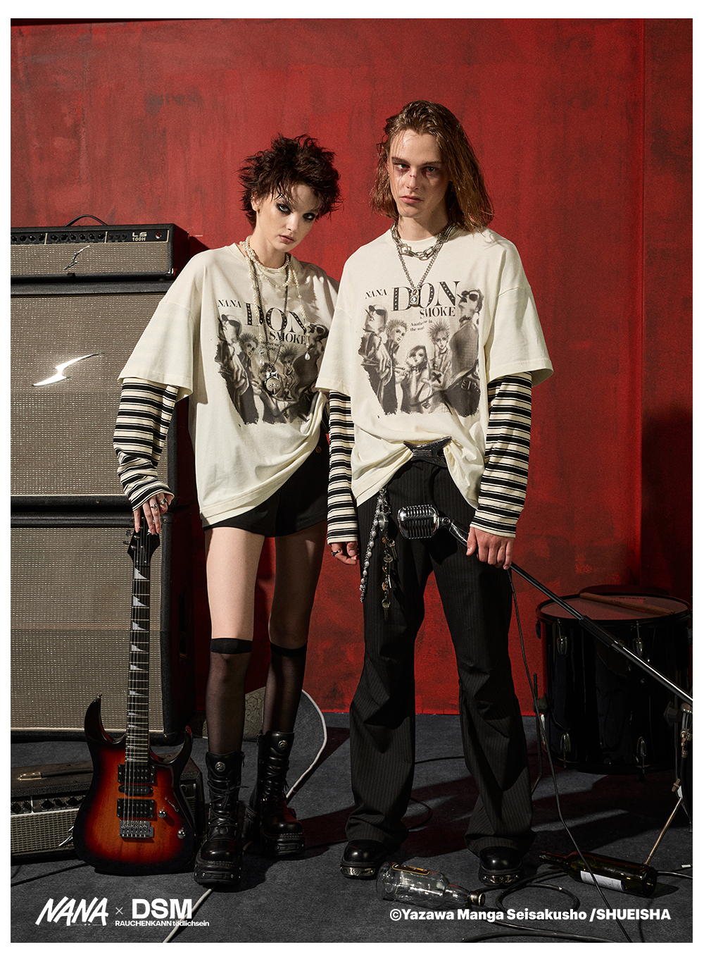DSM x NANA's official collaboration Black Stones patchwork long-sleeved T-shirt is unisex