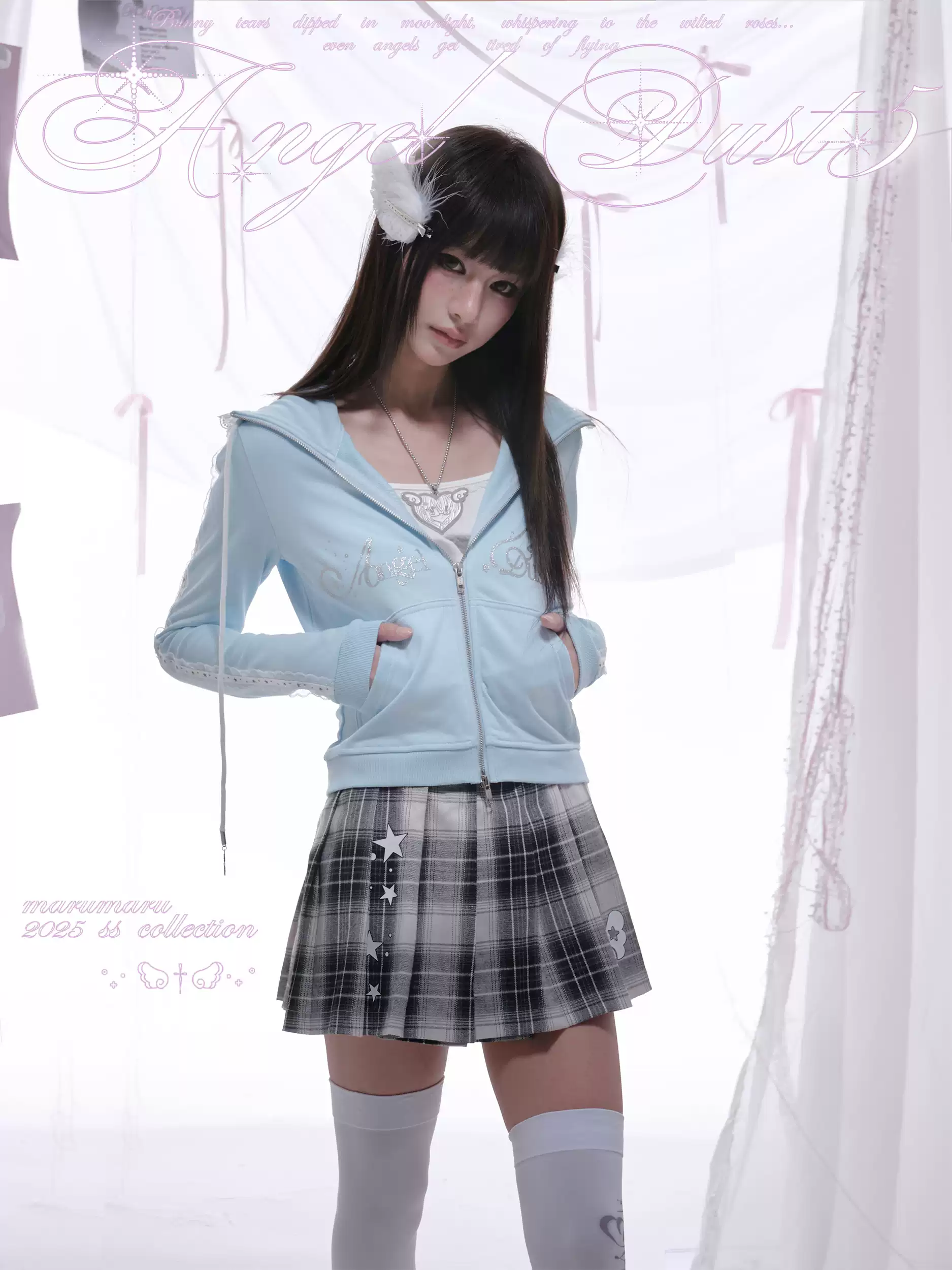 BLUE ANGEL DUST CROPPED HOODIE