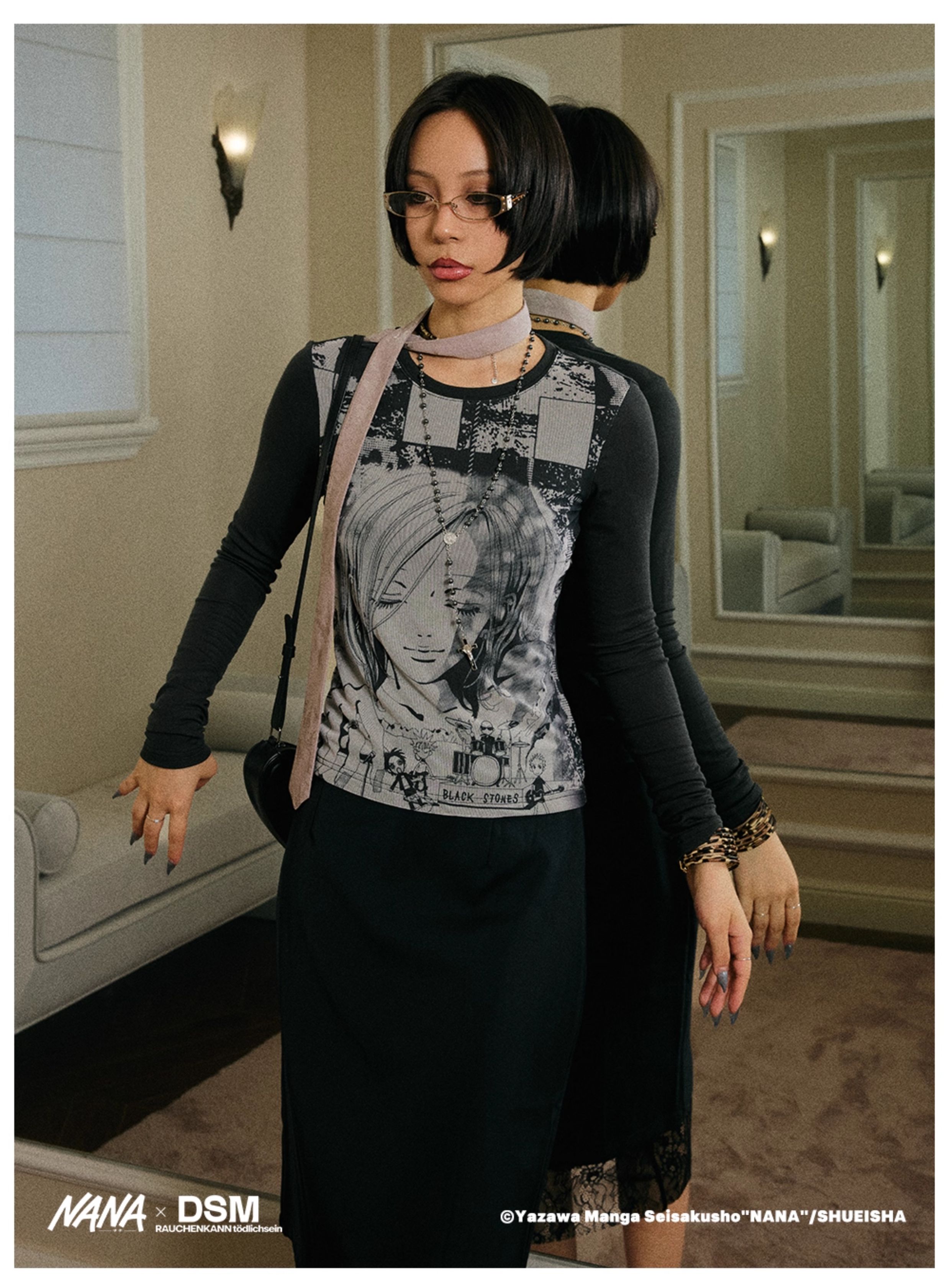 DSM X NANA HACHI BLACK LONG SLEEVE TOP