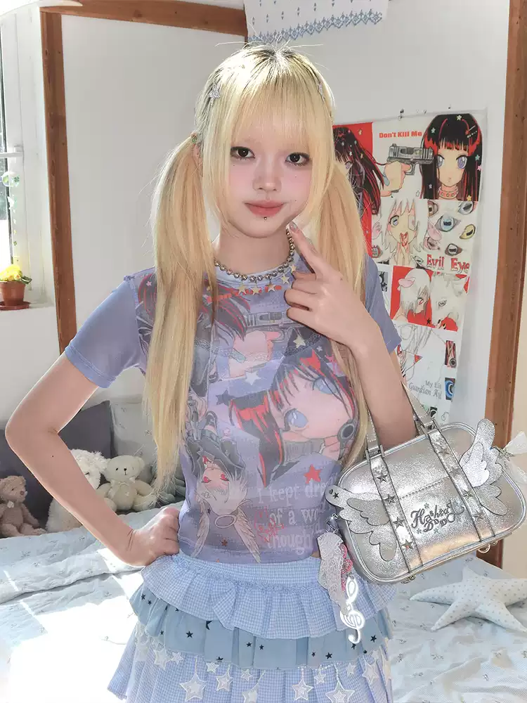 KILL ANGEL PURPLE MESH TOP