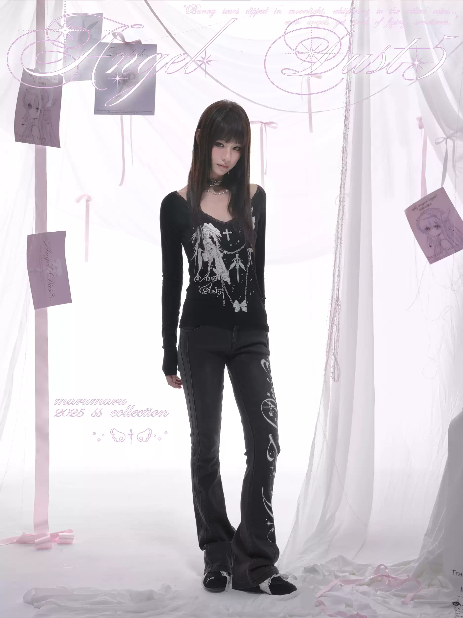 CROSS CHAINED LONG SLEEVE T-SHIRT