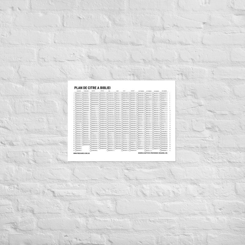 Poster cu Planul de citire a Bibliei