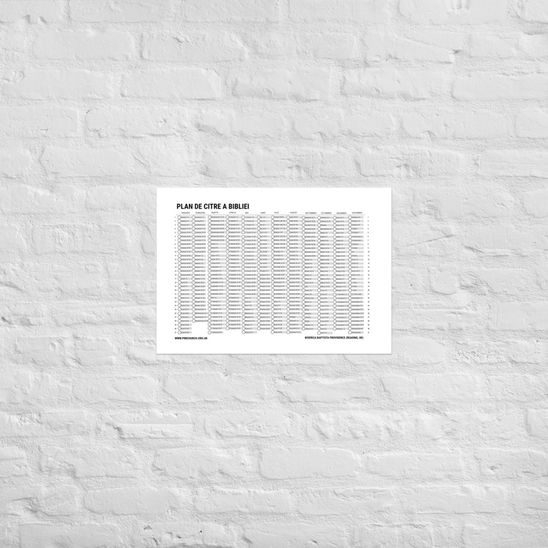 Poster cu Planul de citire a Bibliei
