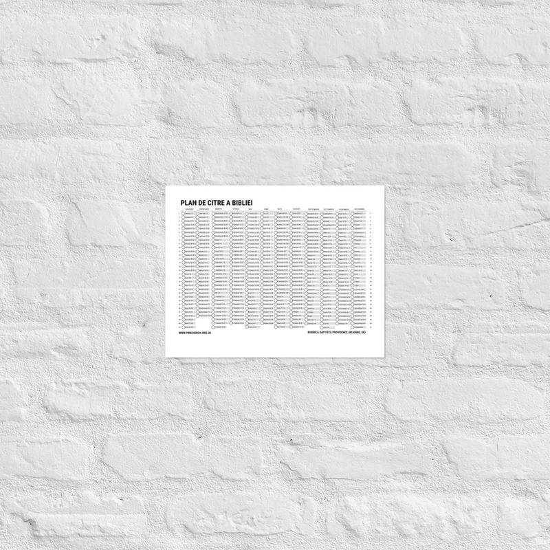 Poster cu Planul de citire a Bibliei