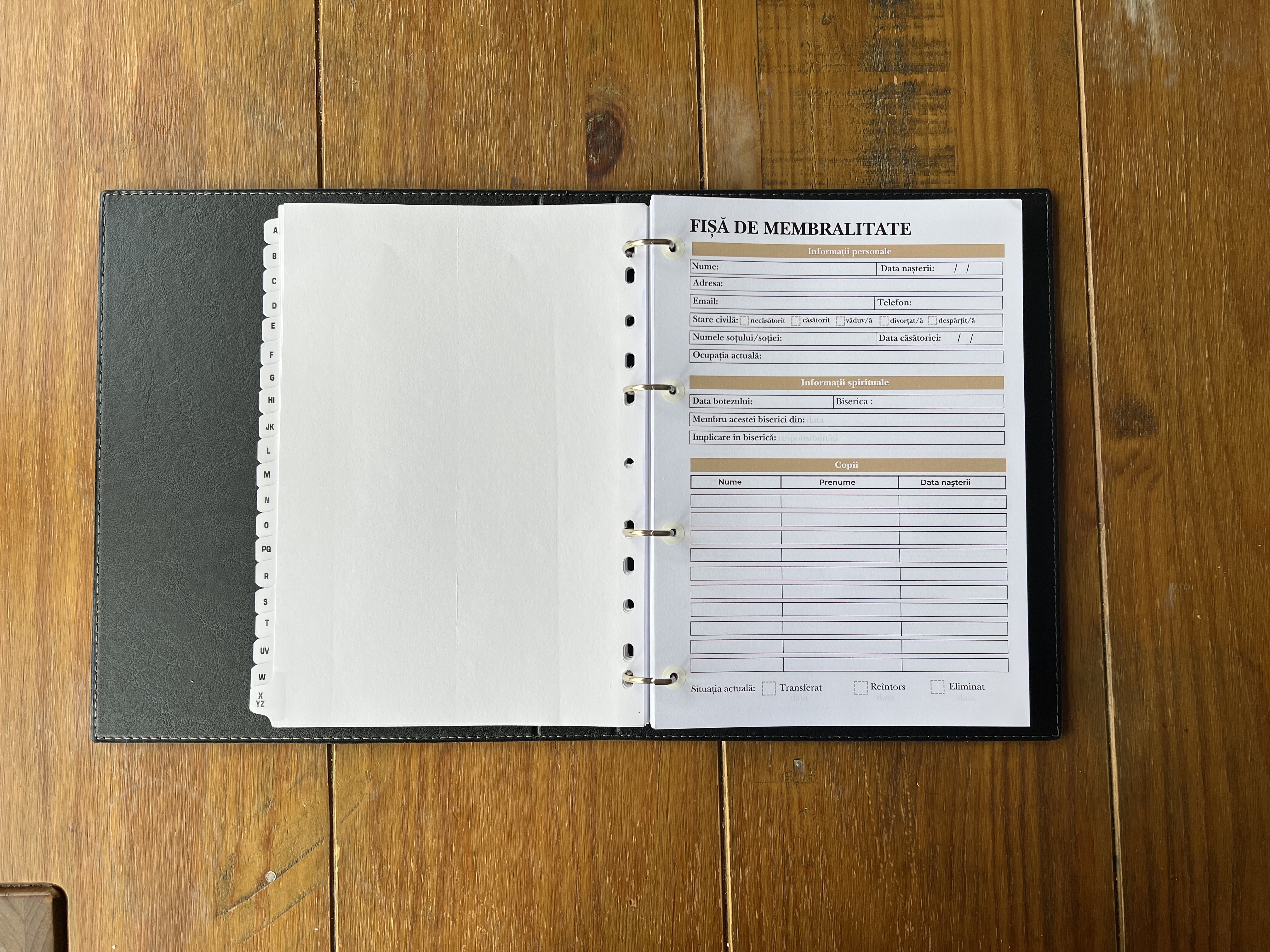 Registru membri și registre pentru binecuvântare copii/căsătorii/decese 