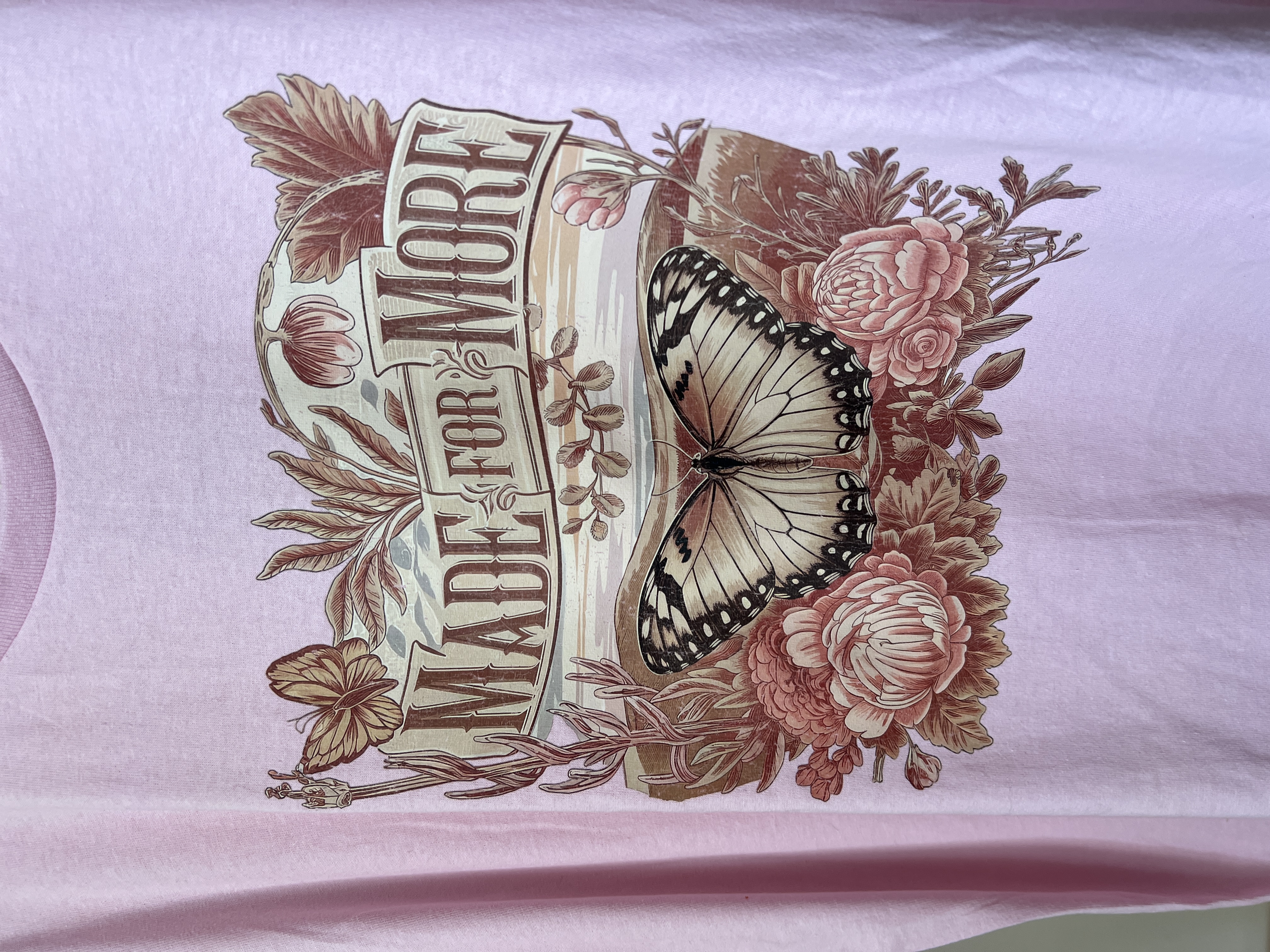 Tricou imprimat cu mesajul Made for more, mărime XXL, roz deschis