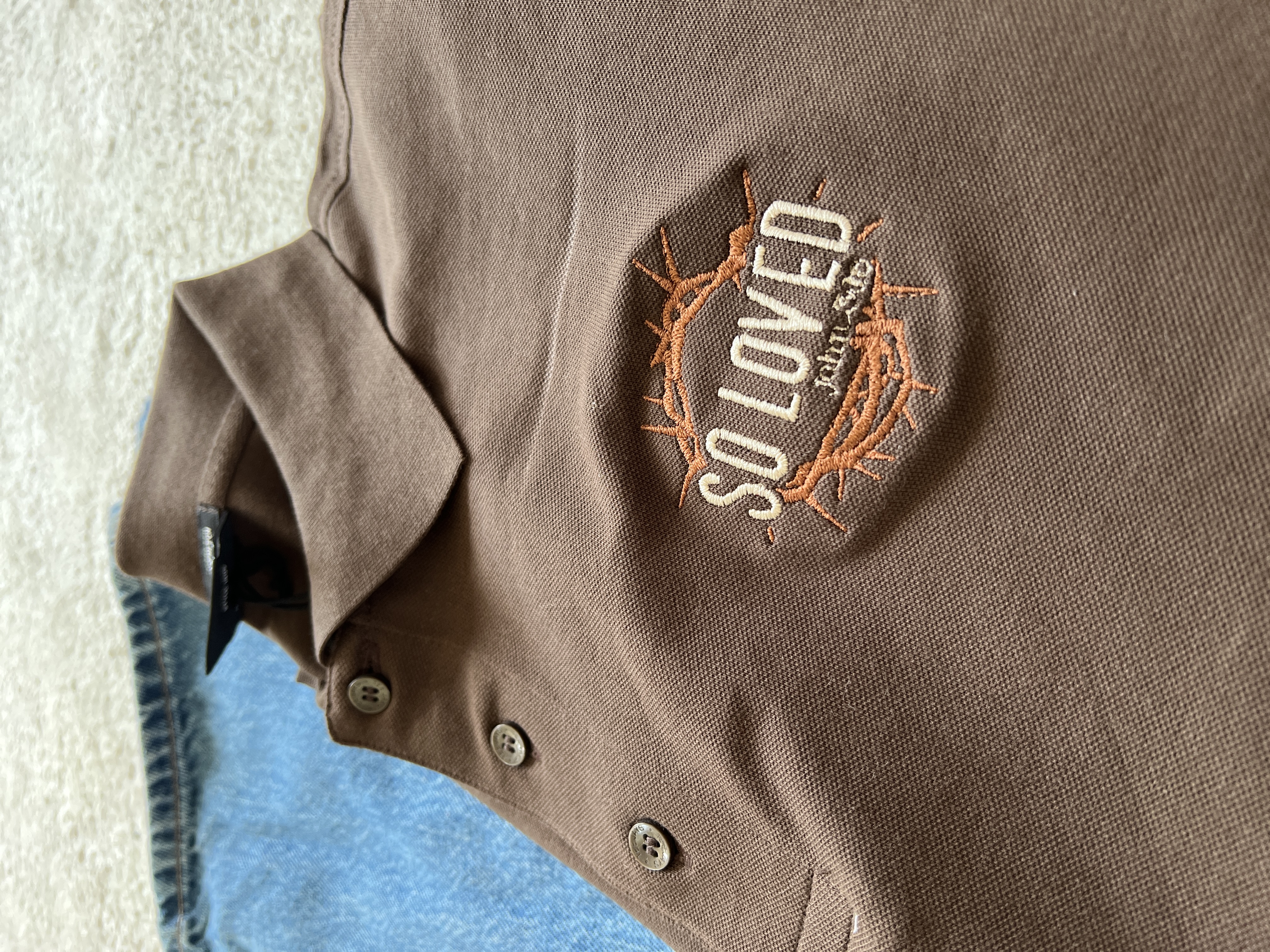 Tricou polo brodat mesajul: So loved, John 3:16, mărimea XL bărbati, maro