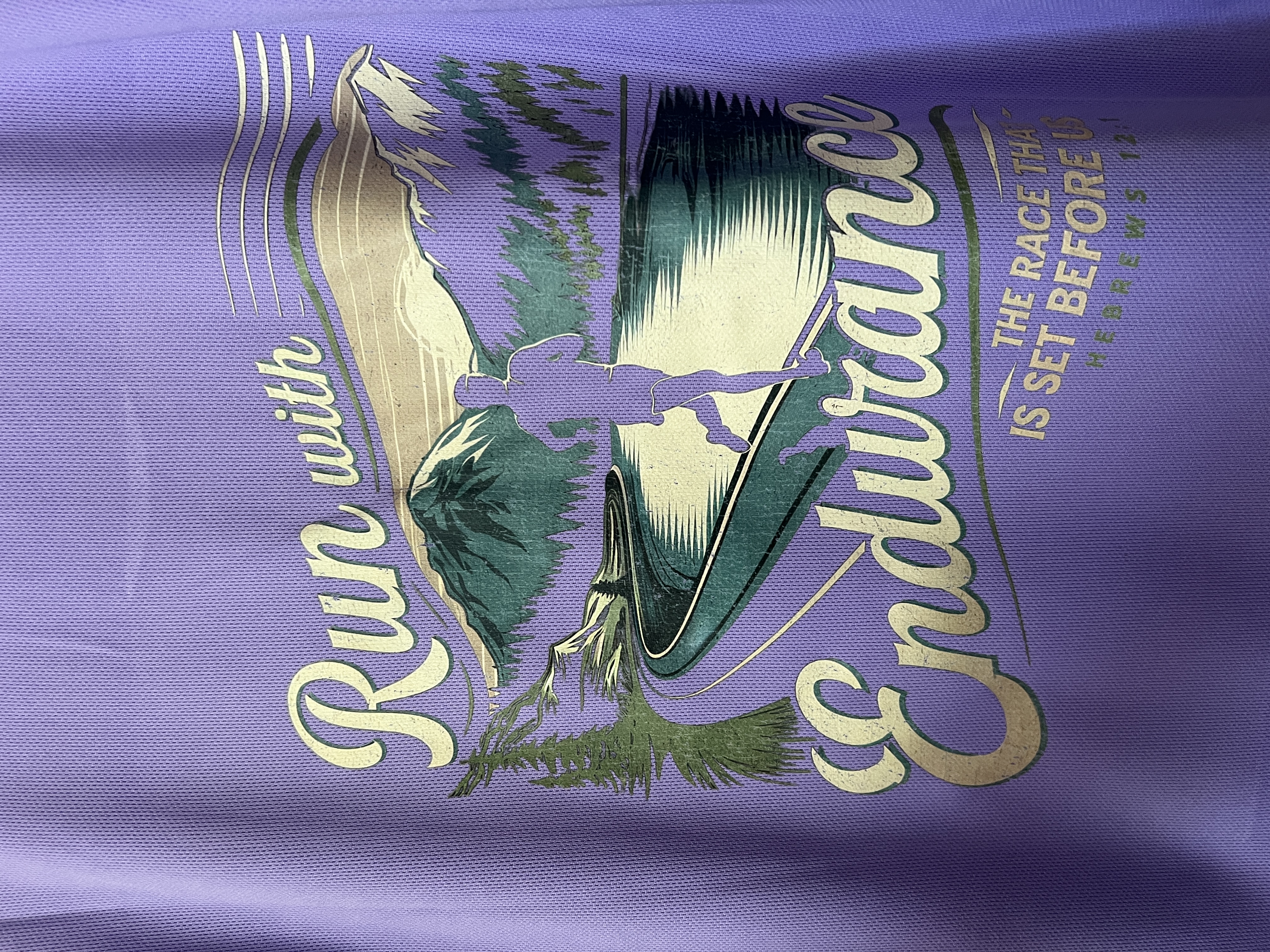 Tricou de alergat, imprimat cu mesajul Run with endurance, mărimea L, culoare mov lavandă