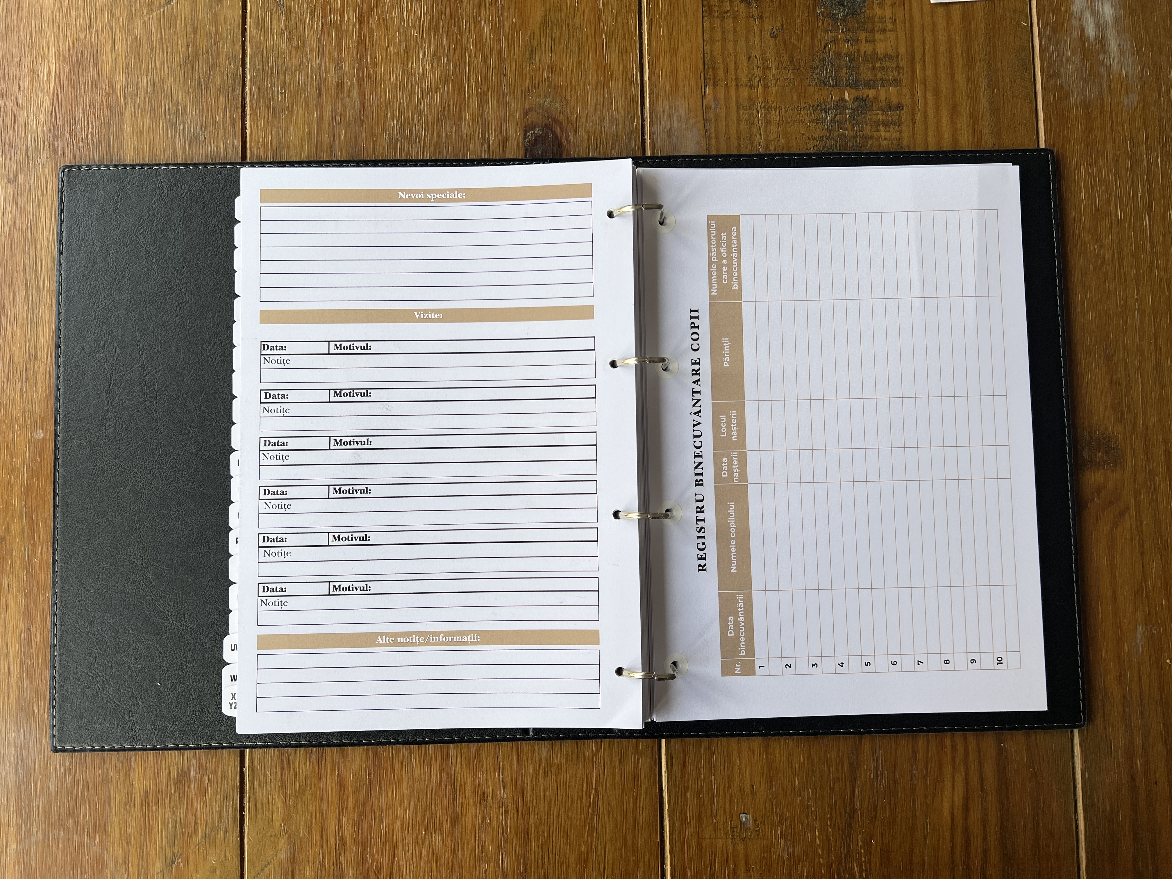 Registru membri și registre pentru binecuvântare copii/căsătorii/decese 