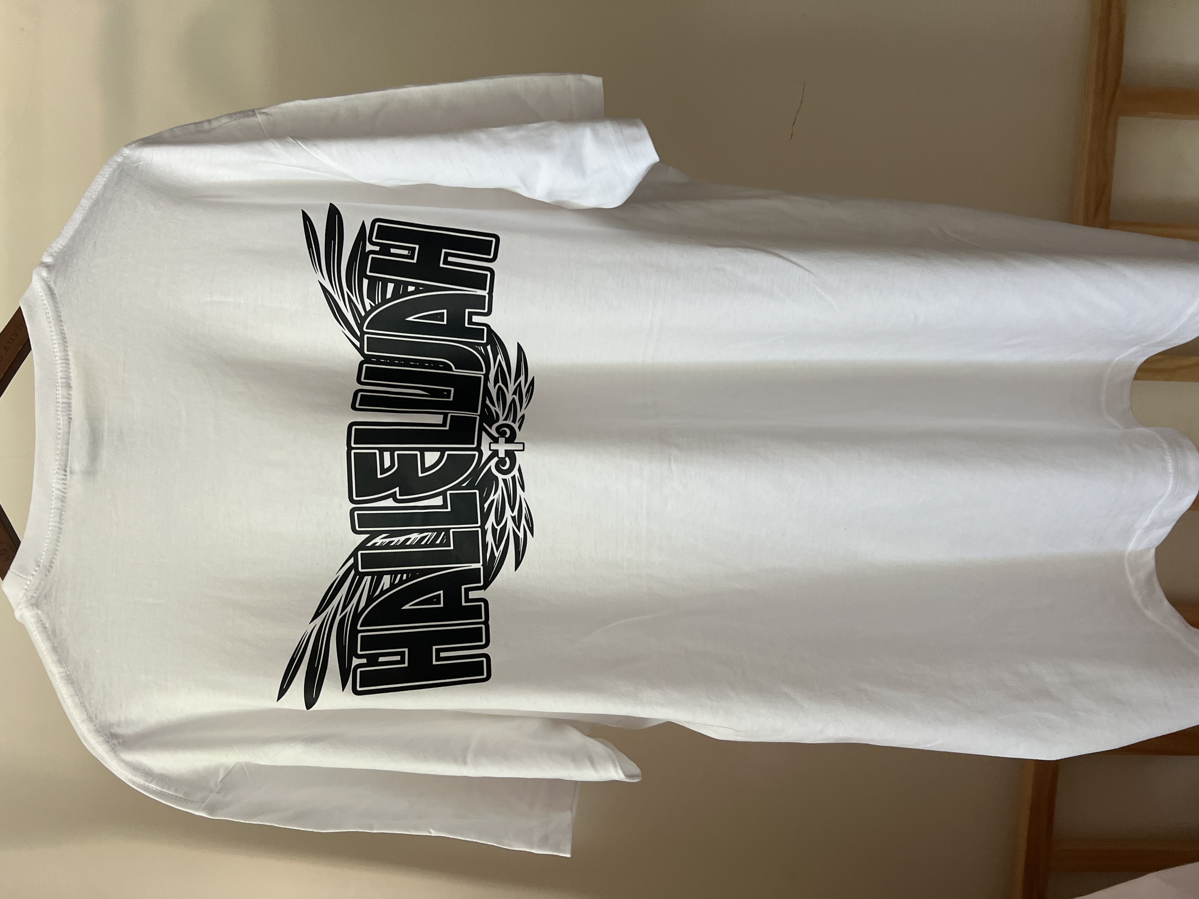 Tricou imprimat cu mesajul Hallelujah, mărime S și XXL, alb și gri