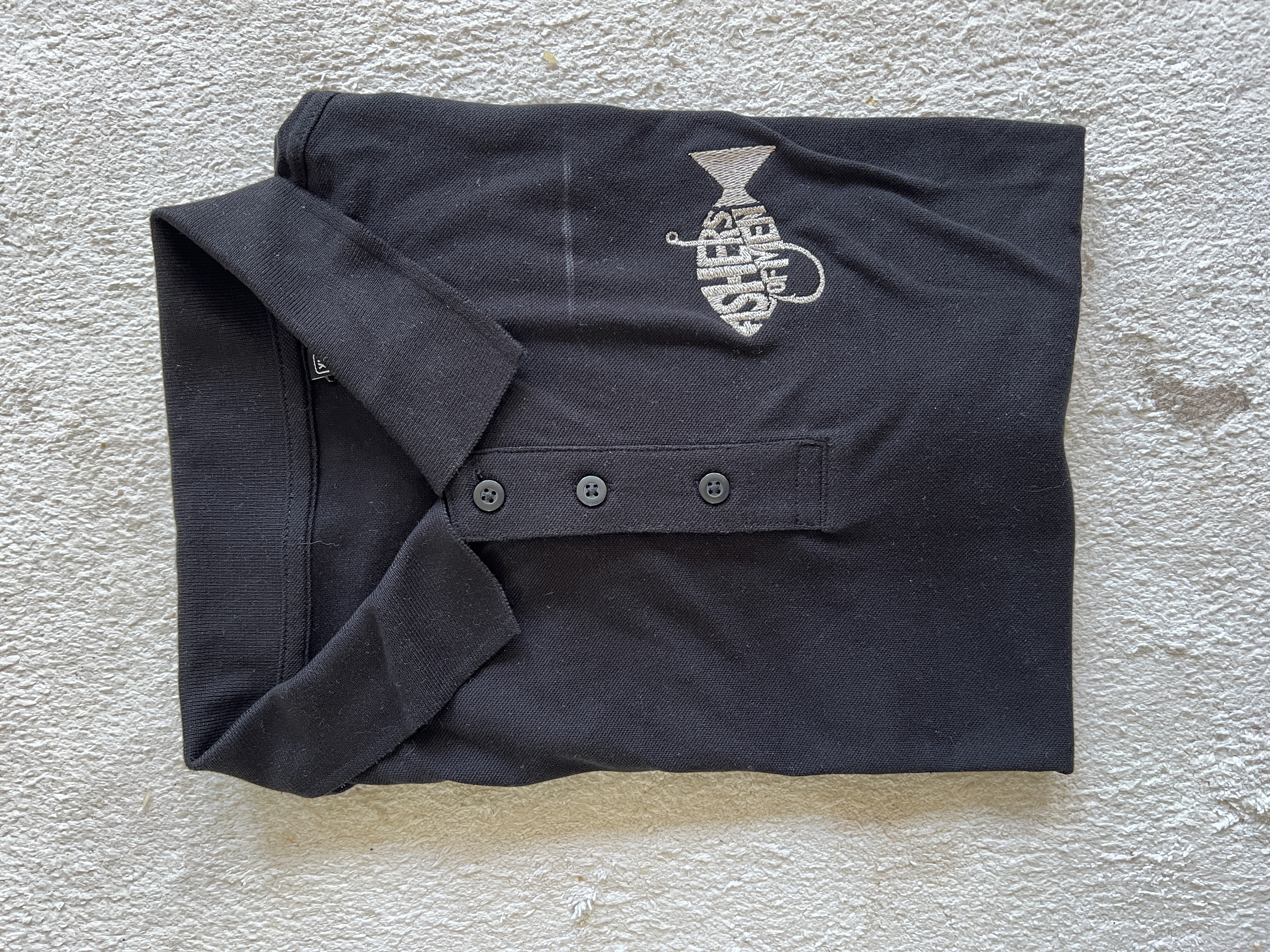 Tricou polo brodat cu mesajul: Fishers of men, mărimea XL bărbați , culoarea negru