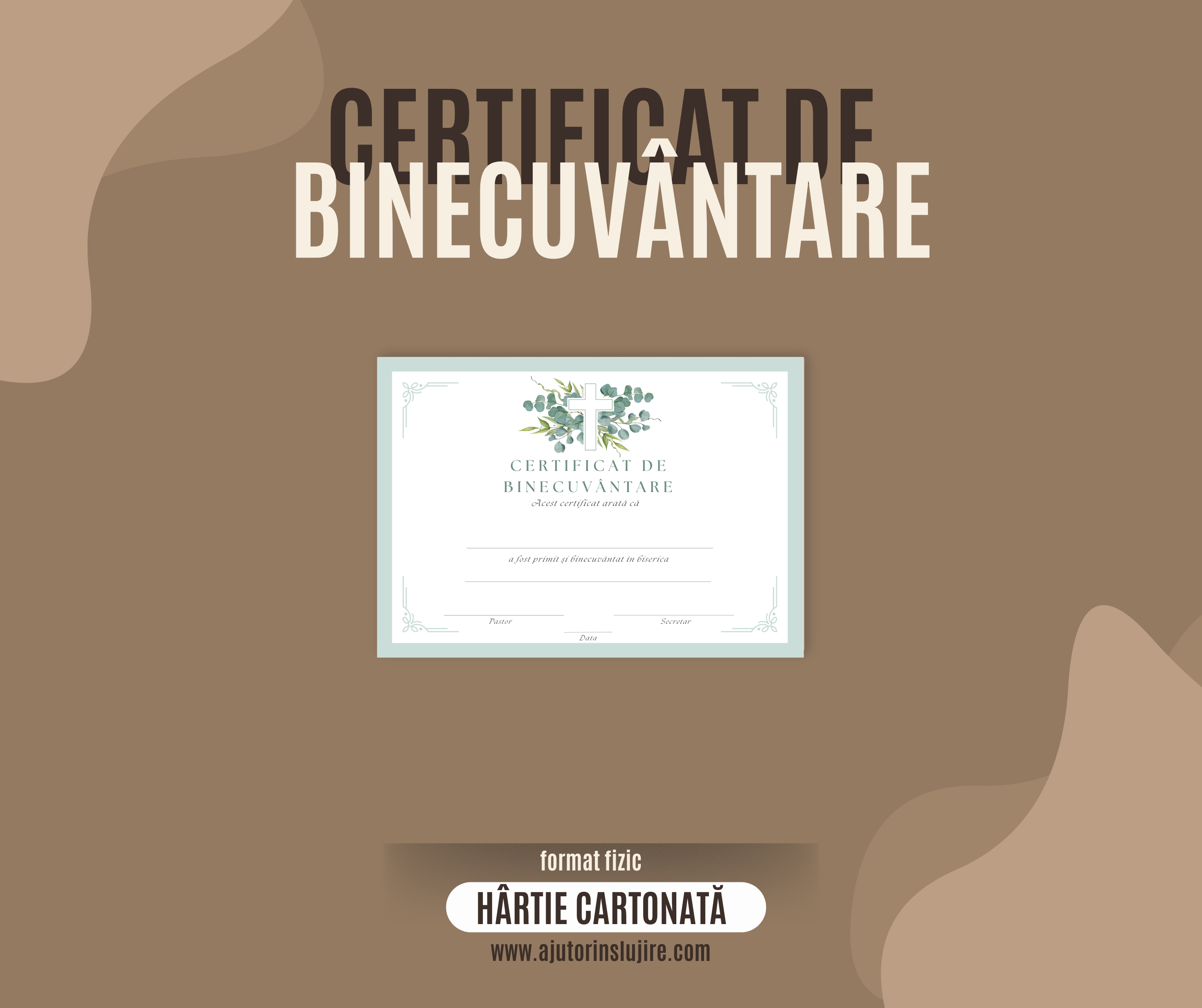 Certificate de binecuvântare, hârtie cartonată, set de 5/10/15 exemplare 