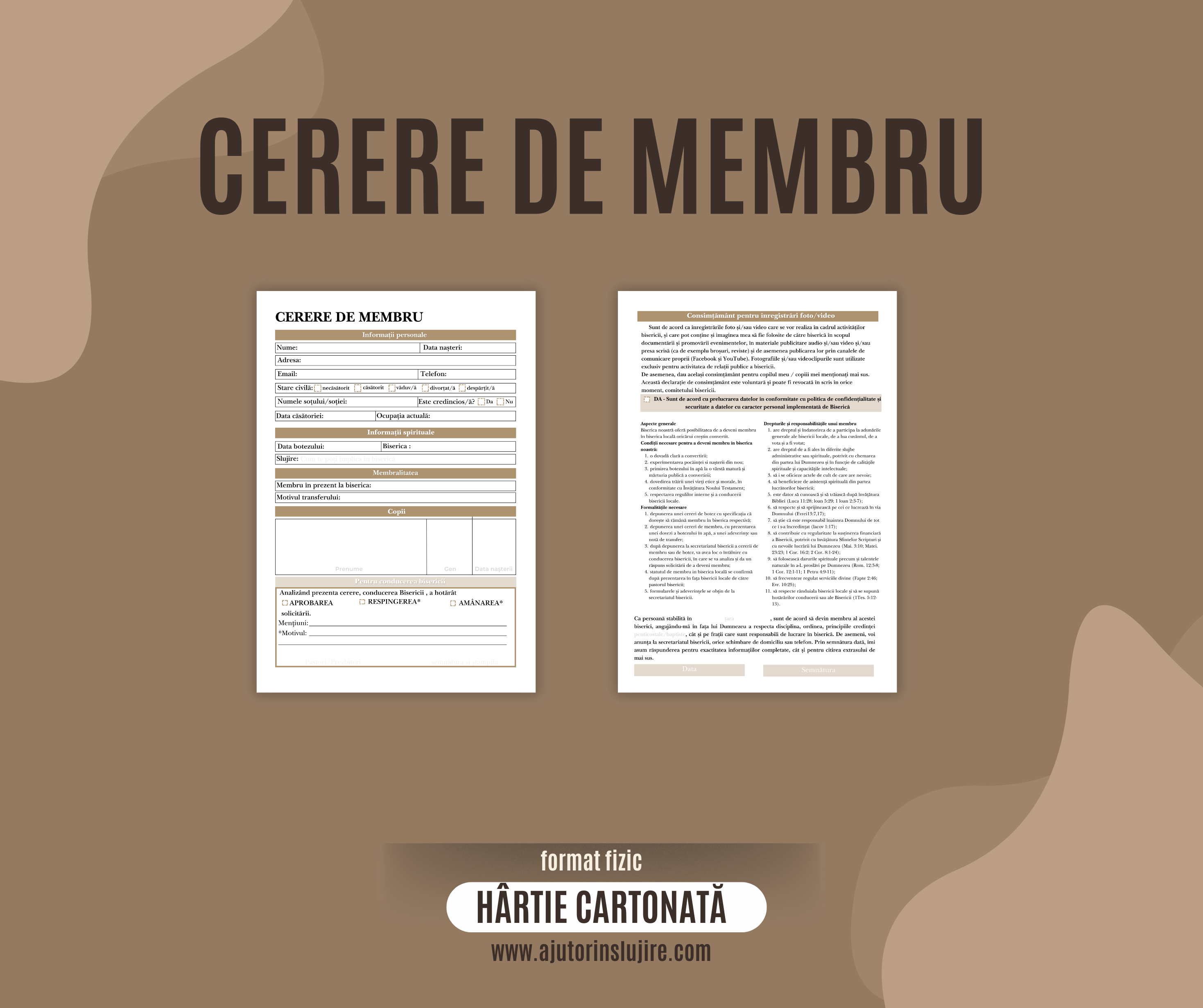 Cerere de membru, hârtie cartonată, 15 exemplare din fiecare
