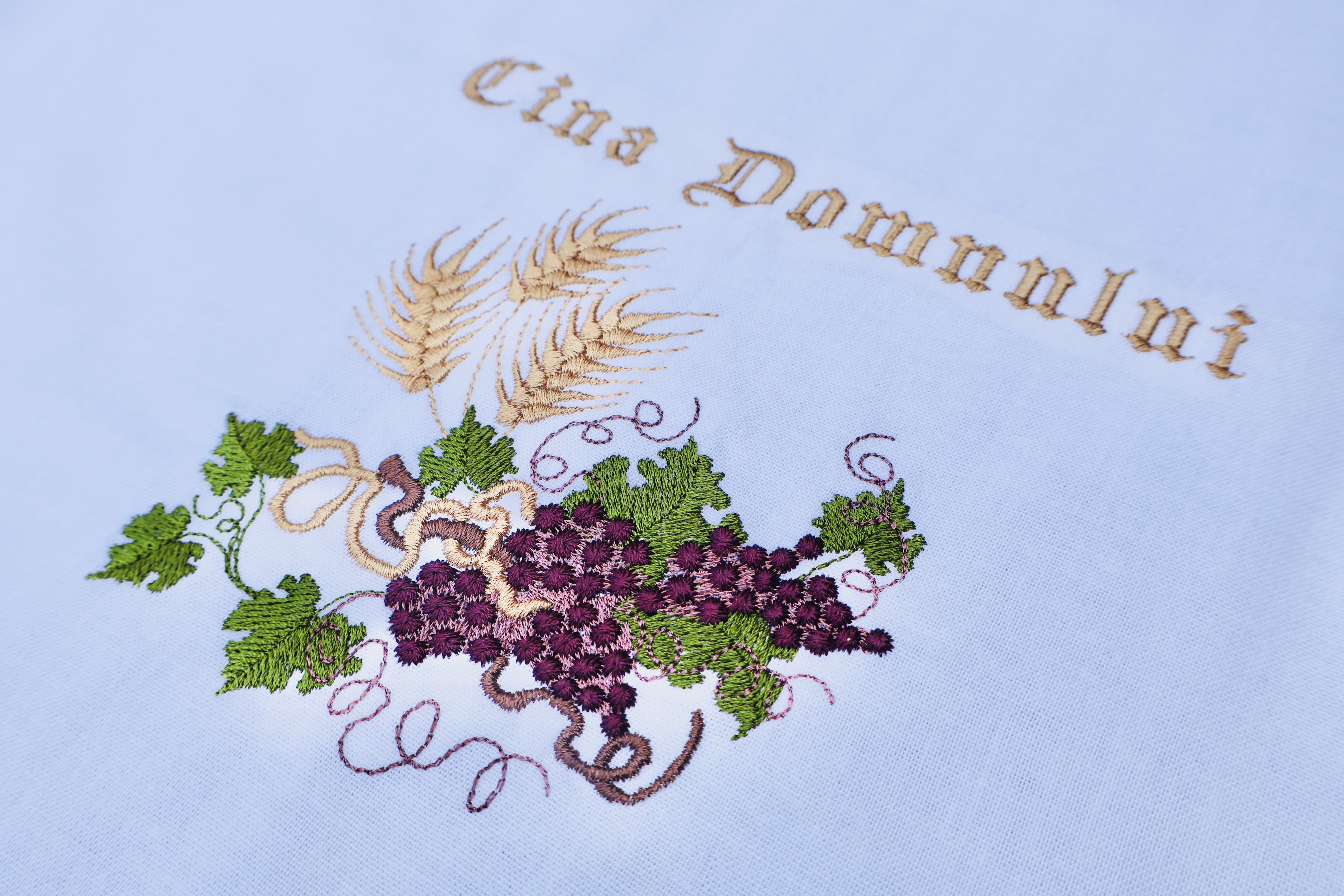 Set față de masă brodată pentru Cina Domnului, material de acoperit elementele cinei, săculeț cadou, toate bumbac 100%