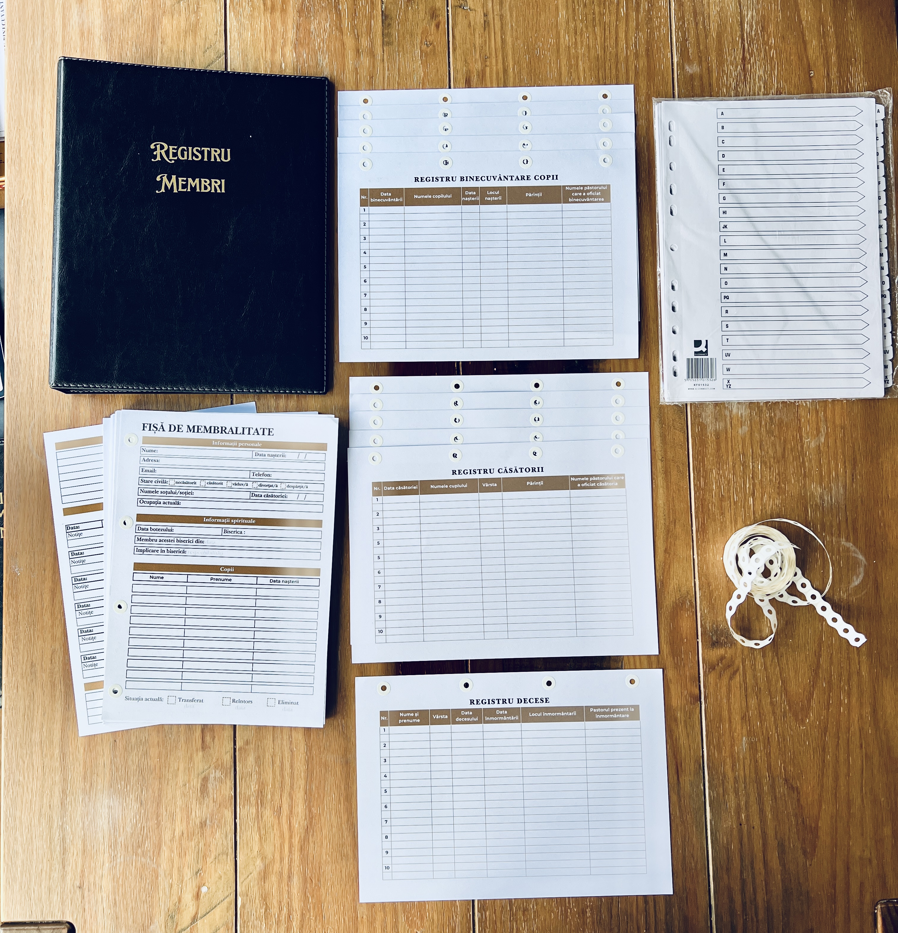 Registru membri și registre pentru binecuvântare copii/căsătorii/decese