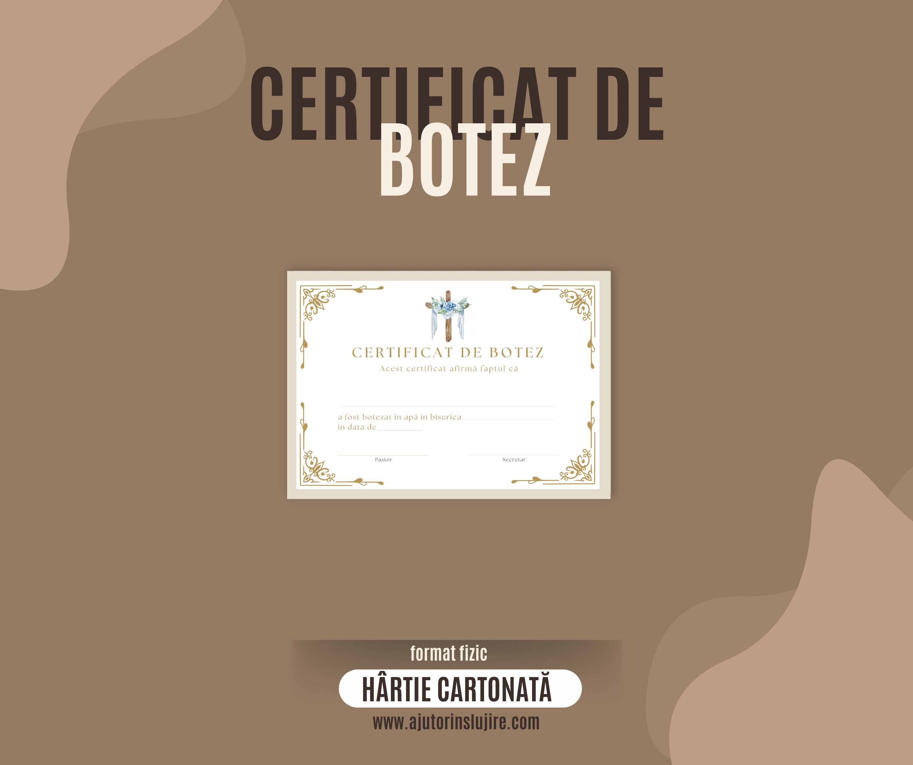 Certificate de botez, hârtie cartonată, set de 5/10/15 exemplare 