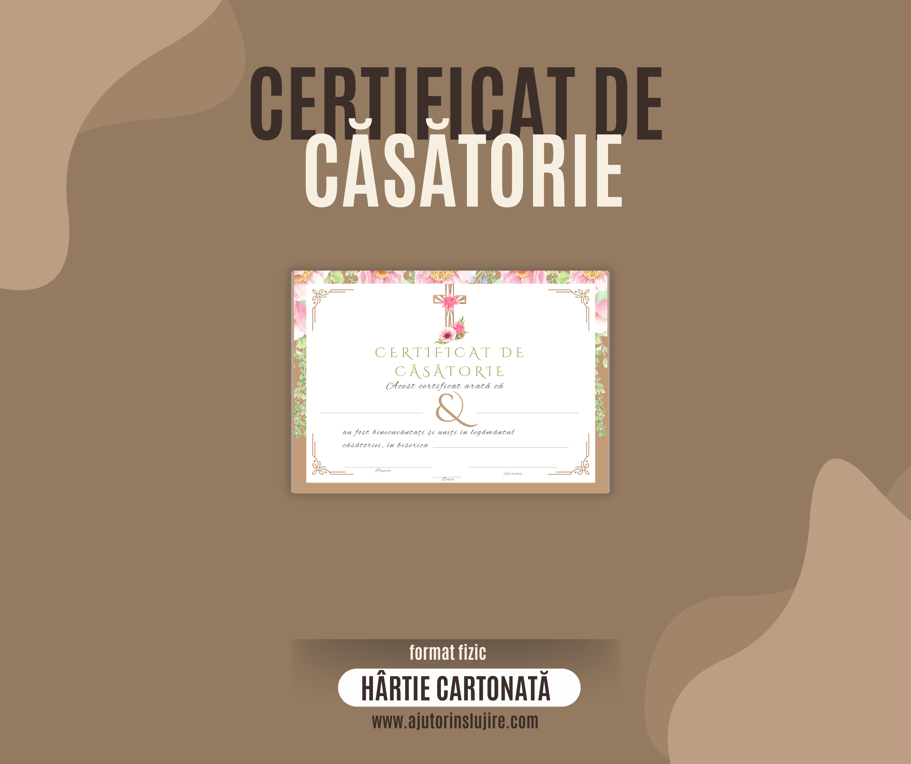 Certificate de căsătorie, hârtie cartonată, set de 5/10/15 exemplare 
